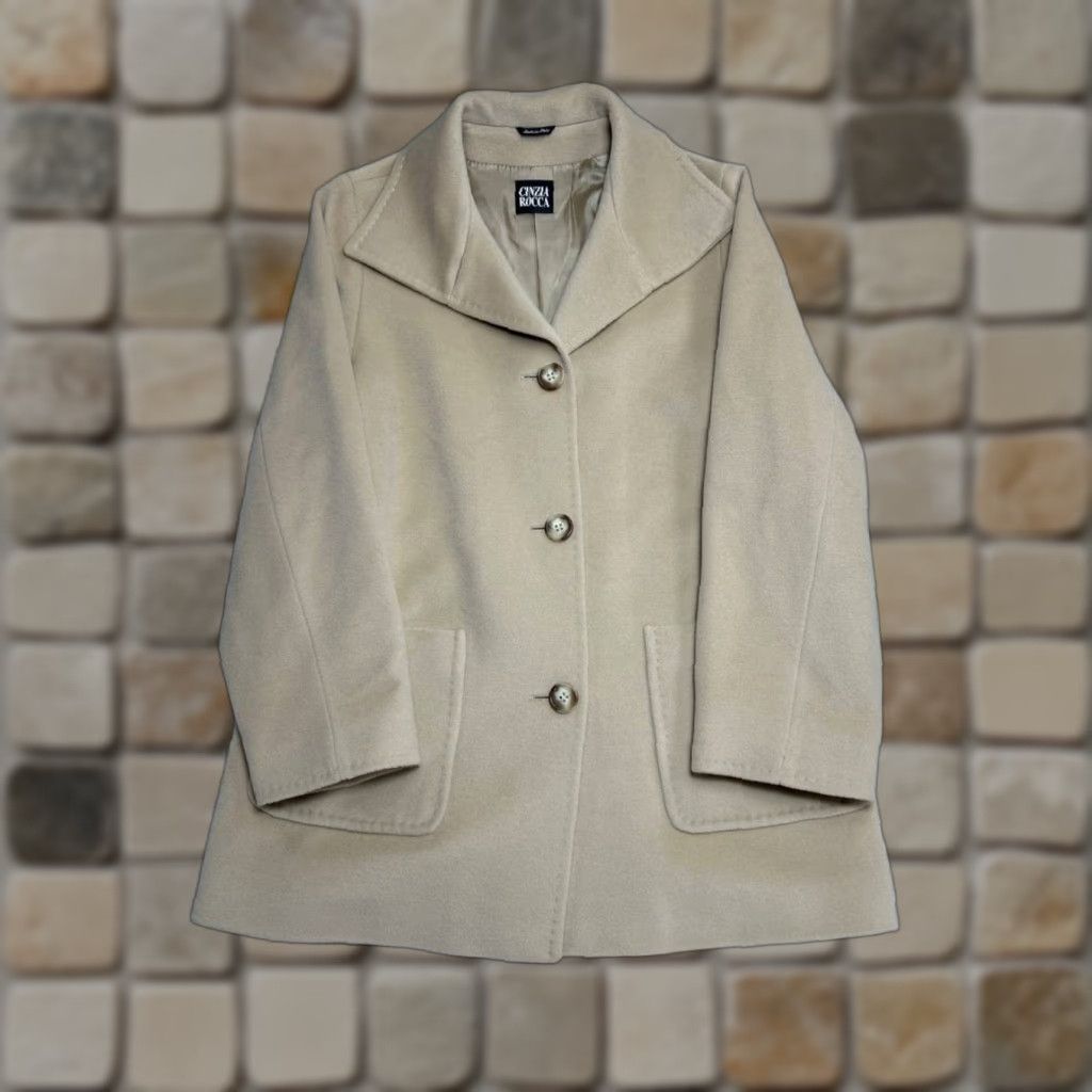 Cinzia Rocca Cinzia Rocca Coat Womens Car Coat Wool Beige 10 Single-Breasted Notch Lapel Pockets Button Casual Winter Fall Spring Regular Modern Vintage: No Size L / US 10 / IT 46 - 1 Thumbnail
