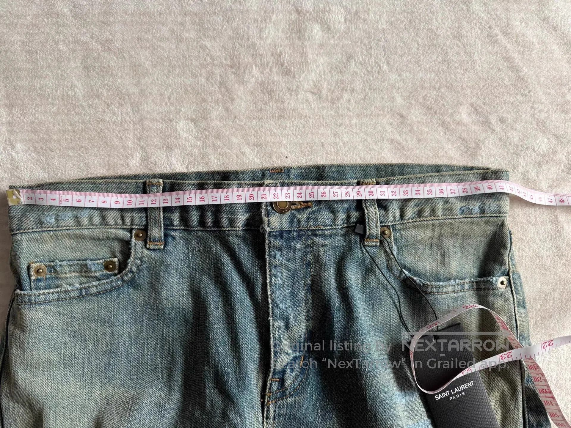 Saint Laurent Paris Distressed Blue Denim Pants Size 30. Size US 30 / EU 46 - 9 Thumbnail
