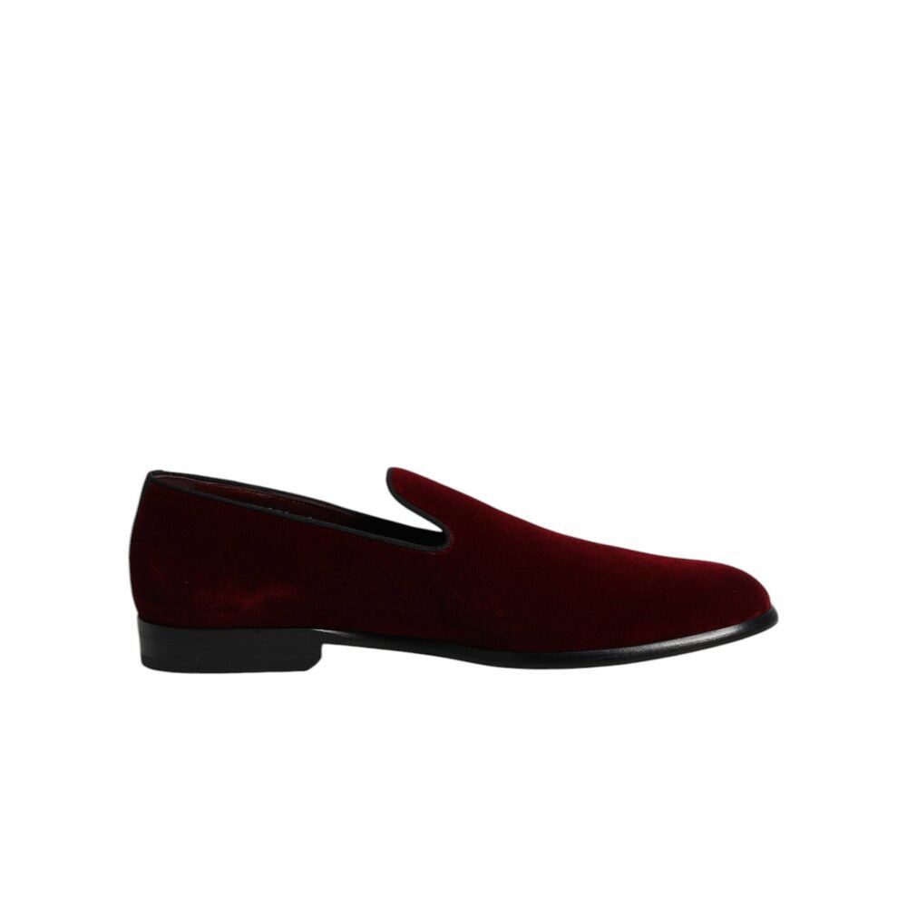 Dolce & Gabbana Dolce & Gabbana Red Cotton Velvet Slip On Loafers Formal Sho Size US 9 / EU 42 - 7 Thumbnail