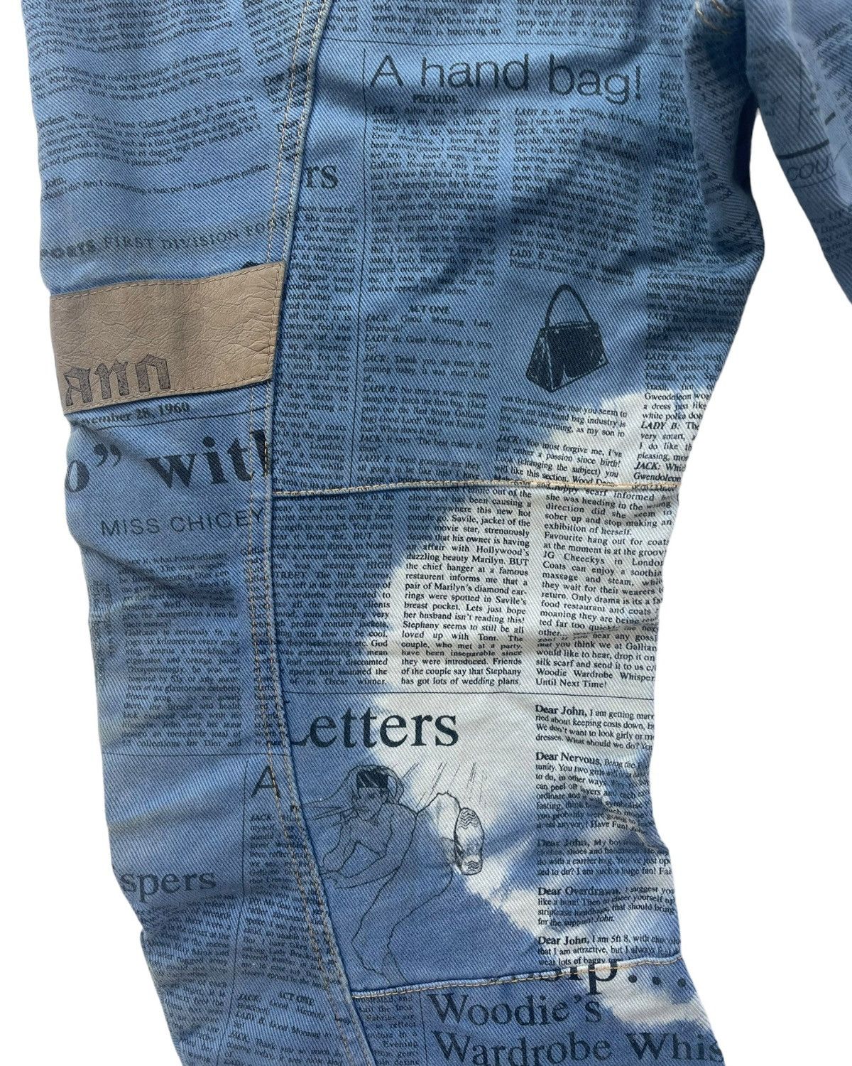John Galliano SS2006 Runway Star Panel Gazette Newspaper J-Cut Denim Jeans Size US 34 / EU 50 - 8 Thumbnail