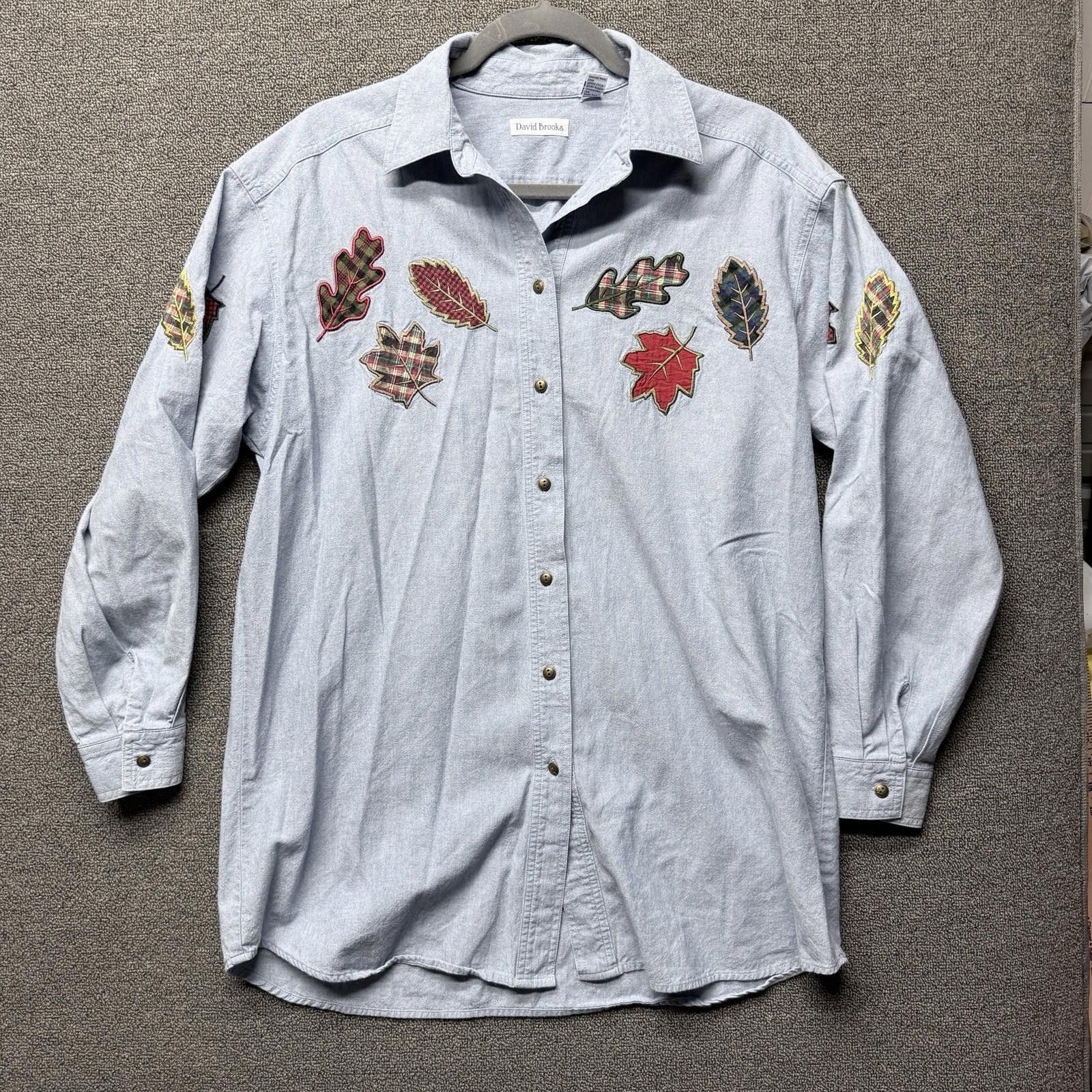 Other David Brooks Denim Shirt AutumnLeaf Embroider Grandma Sz 12 Size XL / US 12-14 / IT 48-50 - 1 Thumbnail