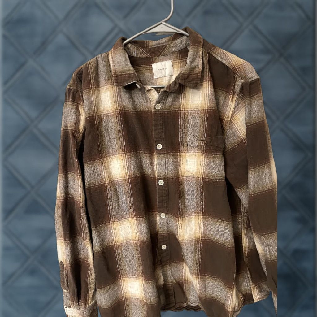 Pacsun Pacsun Brown Plaid Long Sleeve Button Up Men's XL Shirt Size US XL / EU 56 / 4 - 1 Thumbnail
