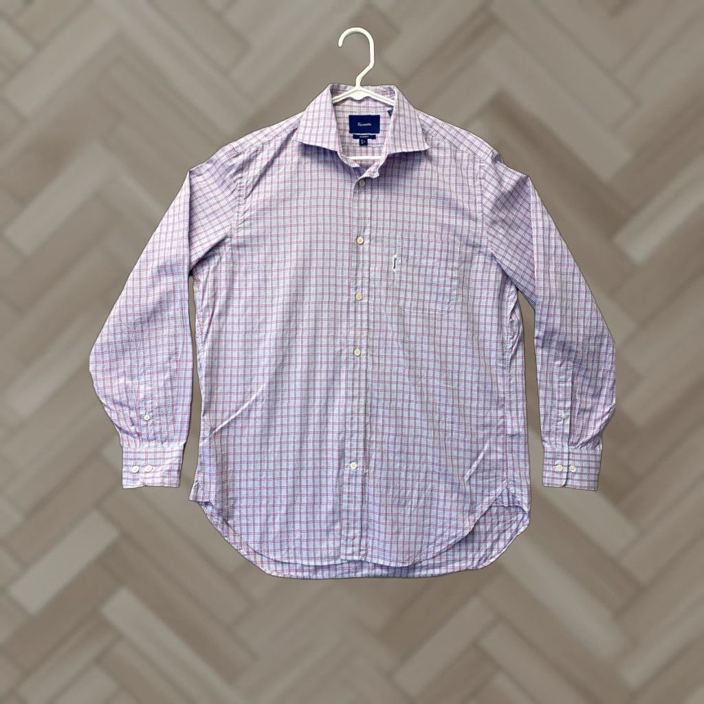 Faconnable Façonnable Shirt Mens Size L Pink Plaid Casual Button Up Long Sleeve /73-74 Size US L / EU 52-54 / 3 - 1 Thumbnail