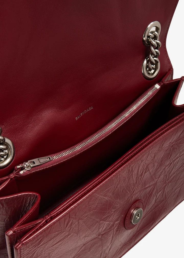 Balenciaga o1la1rc1a1225 Size: OS / Crush Medium Chain Bag in Burgundy Size ONE SIZE - 4 Thumbnail