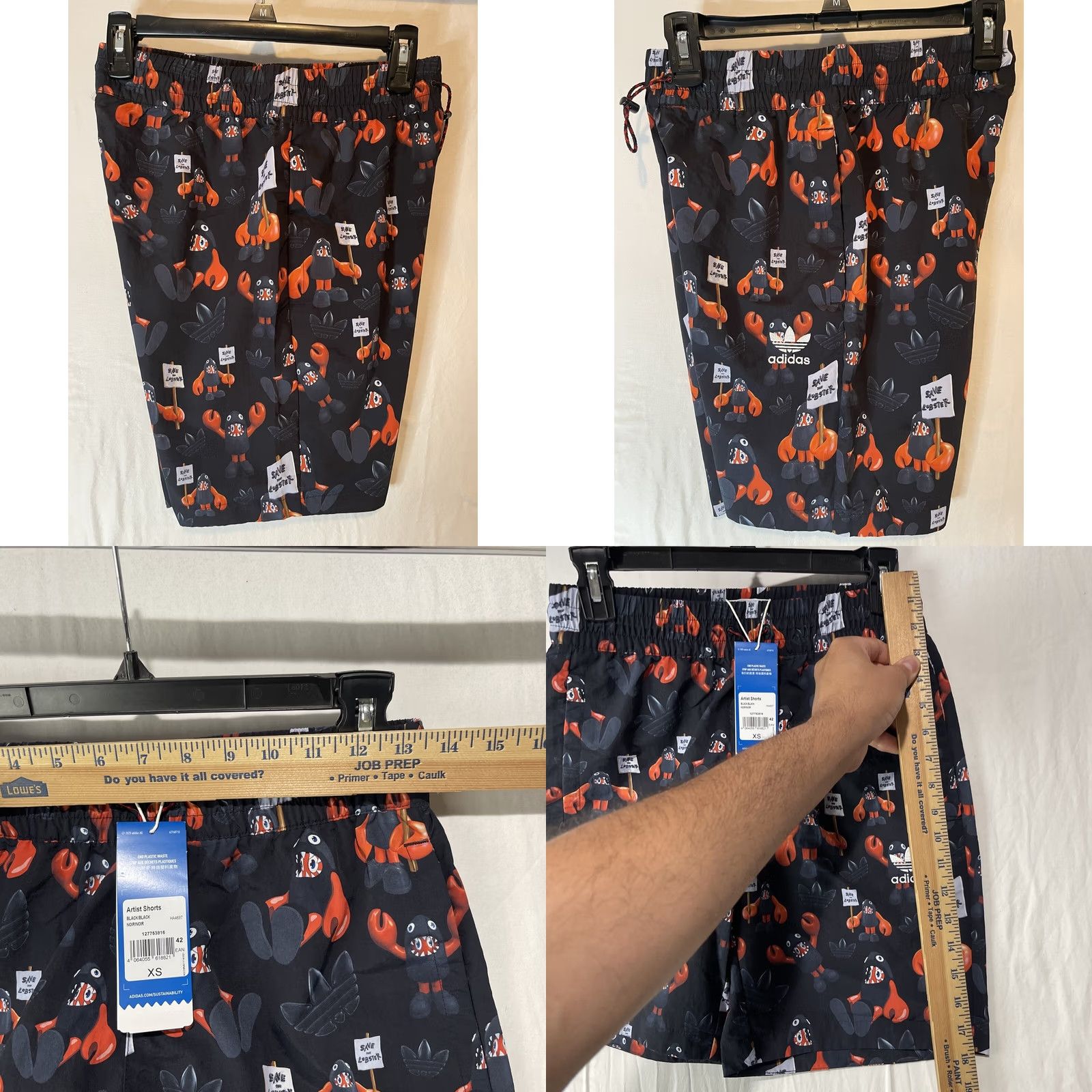 Adidas Adidas Shorts Mens XS Philip Colbert PRIMEGREEN Save The Lobster HA4697 Black Athletic Shorts Mens XS Size US 27 - 8 Thumbnail