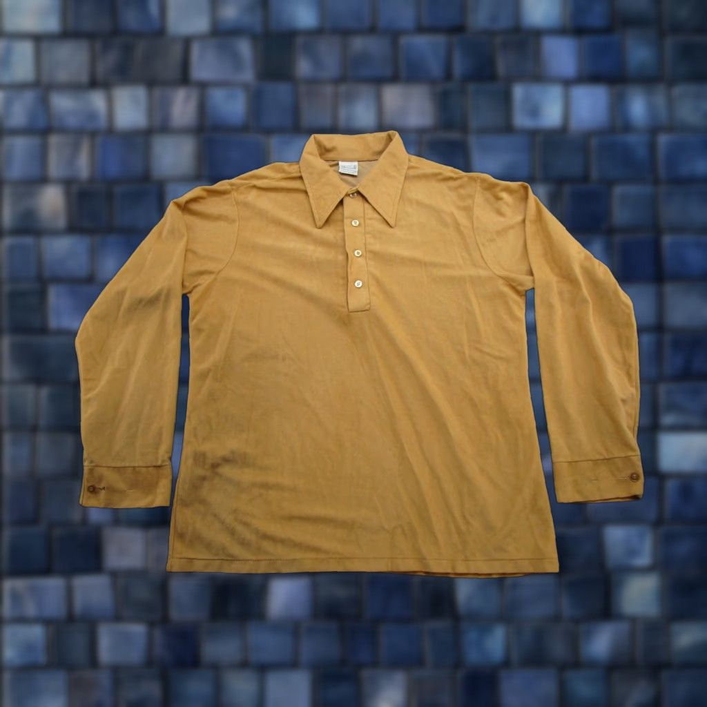 Etro VINTAGE K-mart Button-Up Shirt Mens XL Beige Collared 70s 80s Retro Solid Long Sleeve Shirt Size US XL / EU 56 / 4 - 1 Thumbnail
