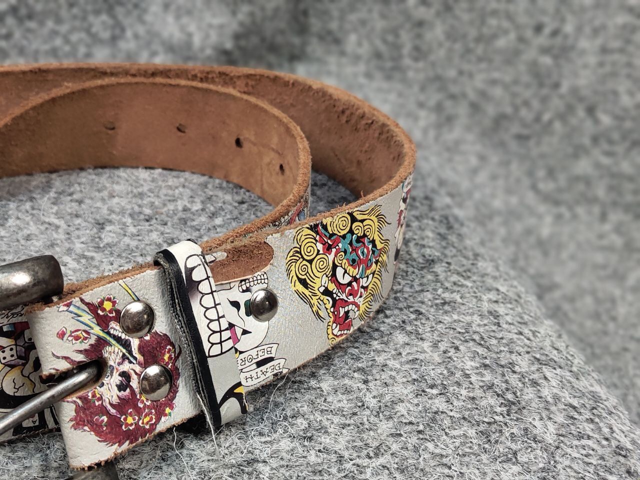 Ed Hardy Vintage Ed Hardy Multi Logo Brown Leather Belt Y2K Style Size ONE SIZE - 5 Thumbnail