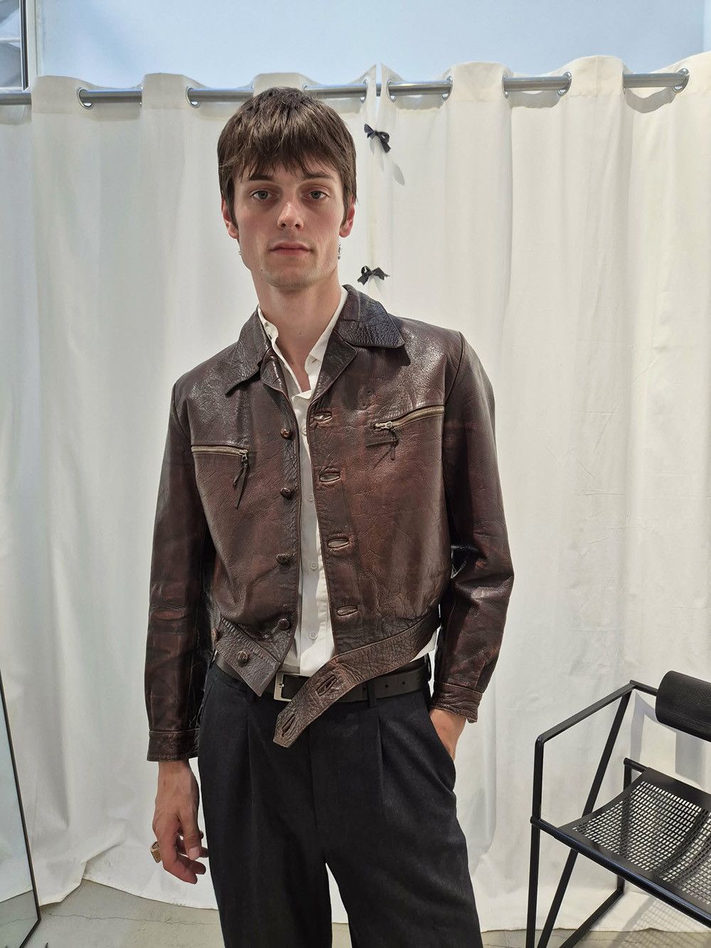Vintage Vintage 1930's/1940's French cyclist leather jacket Size US M / EU 48-50 / 2 - 11 Thumbnail