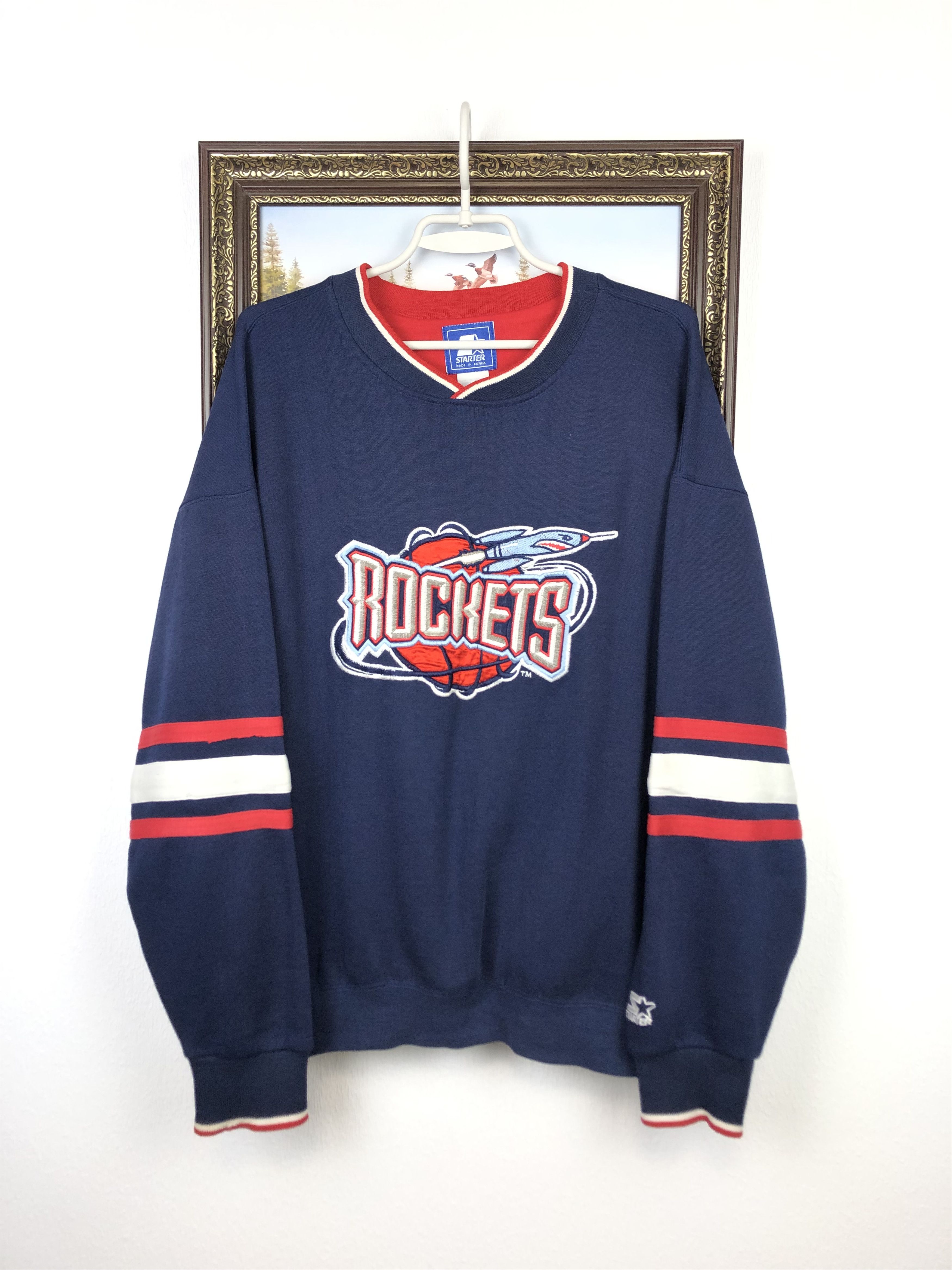 NBA × Starter × Vintage Vintage 90's Starter Houston Rockets NBA Sweatshirt Crewneck Size US L / EU 52-54 / 3 - 1 Thumbnail