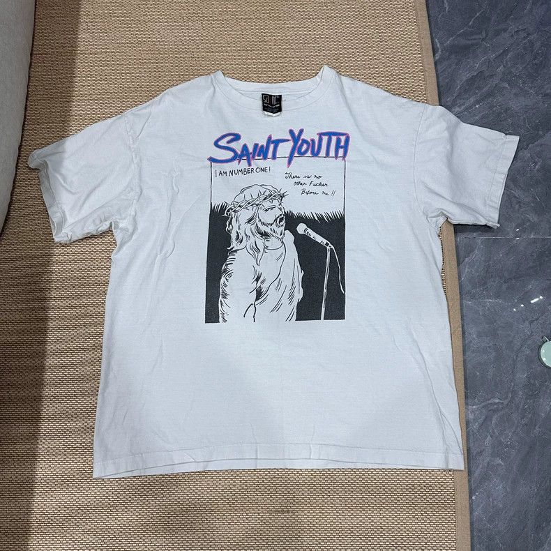 Saint Michael Washed White Short Sleeve Tee- dmc