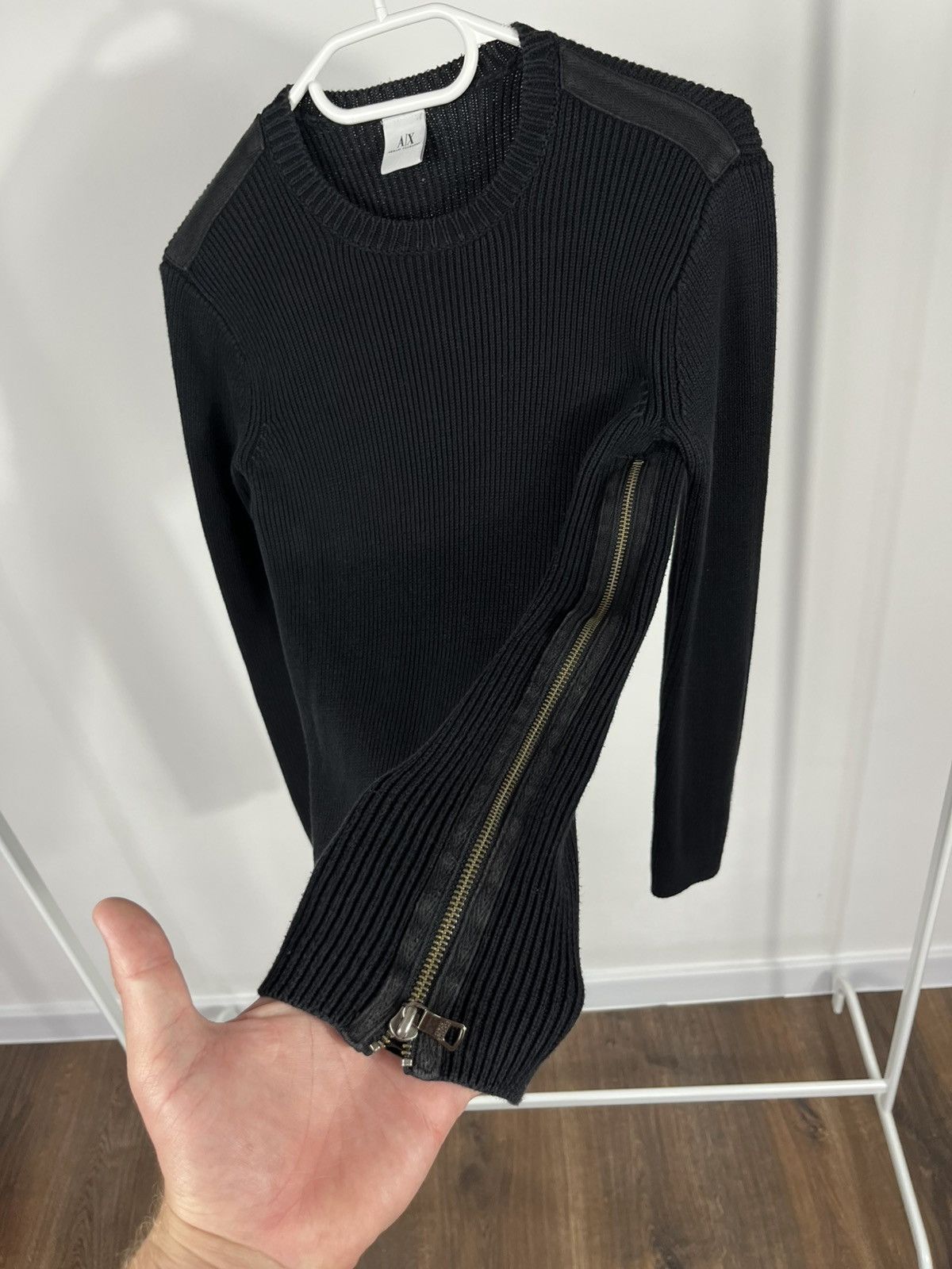 Armani Exchange Armani Exchange Ribbed Sweater Zipper Sides Biker Black Size US S / EU 44-46 / 1 - 5 Thumbnail