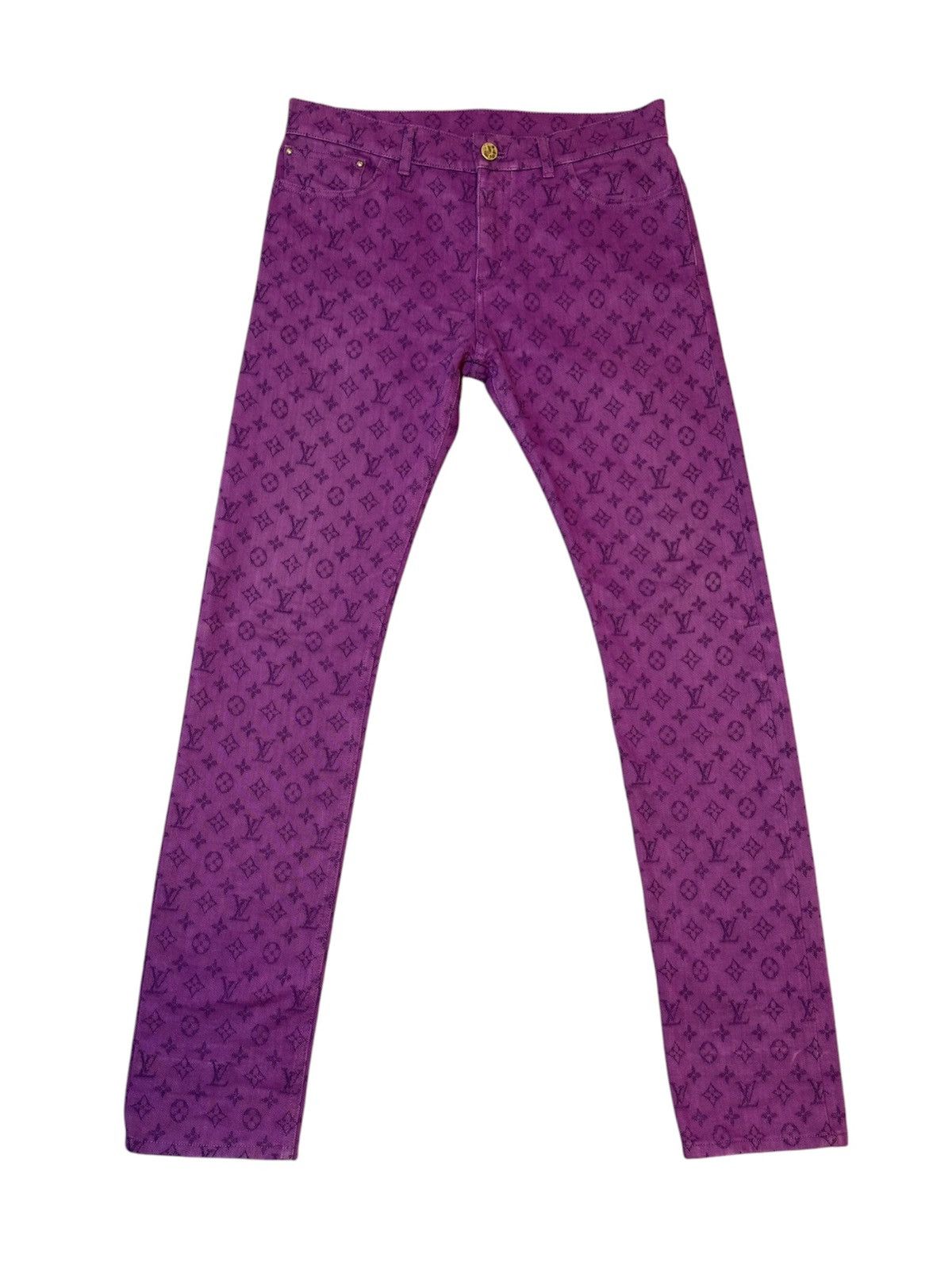 Louis Vuitton Louis Vuitton Purple Monogram Slim Jeans Virgil Abloh sz 30 Size US 30 / EU 46 - 1 Thumbnail