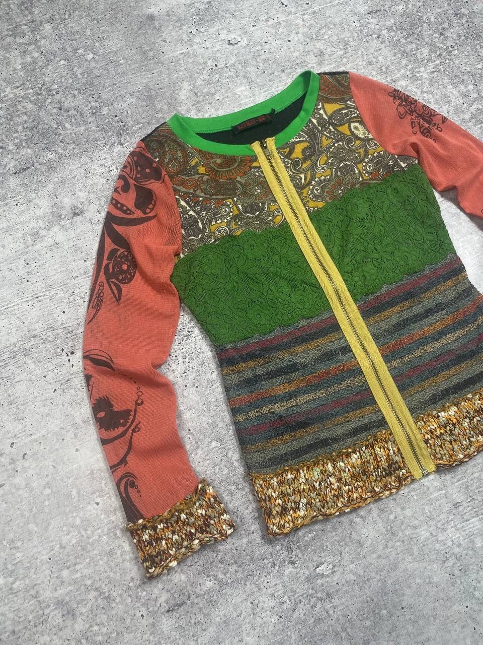Japanese Brand Vintage Jean Paul Gaultier Style Mesh Knitted Top Zip Y2K Size S / US 4 / IT 40 - 2 Thumbnail