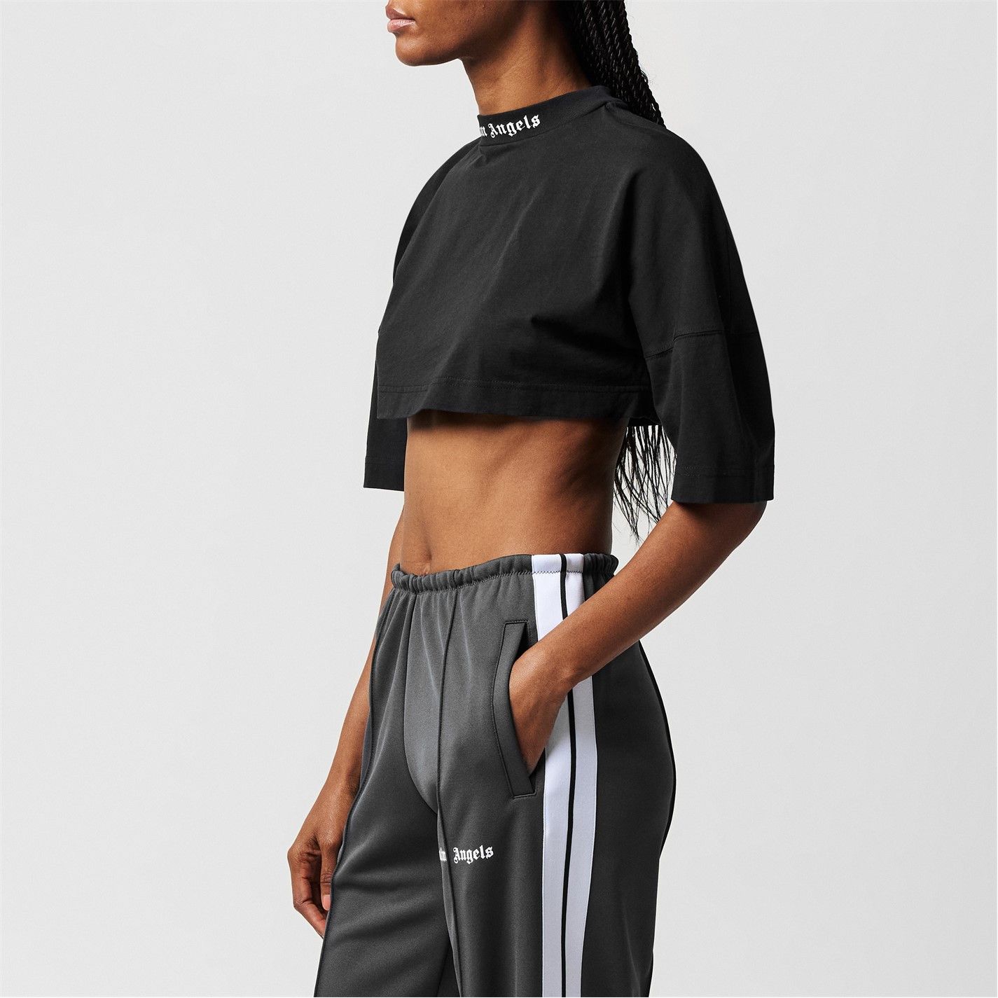 Palm Angels o1g2r1mq0325 Logo Crop T-Shirt in Black Size S / US 4 / IT 40 - 4 Thumbnail