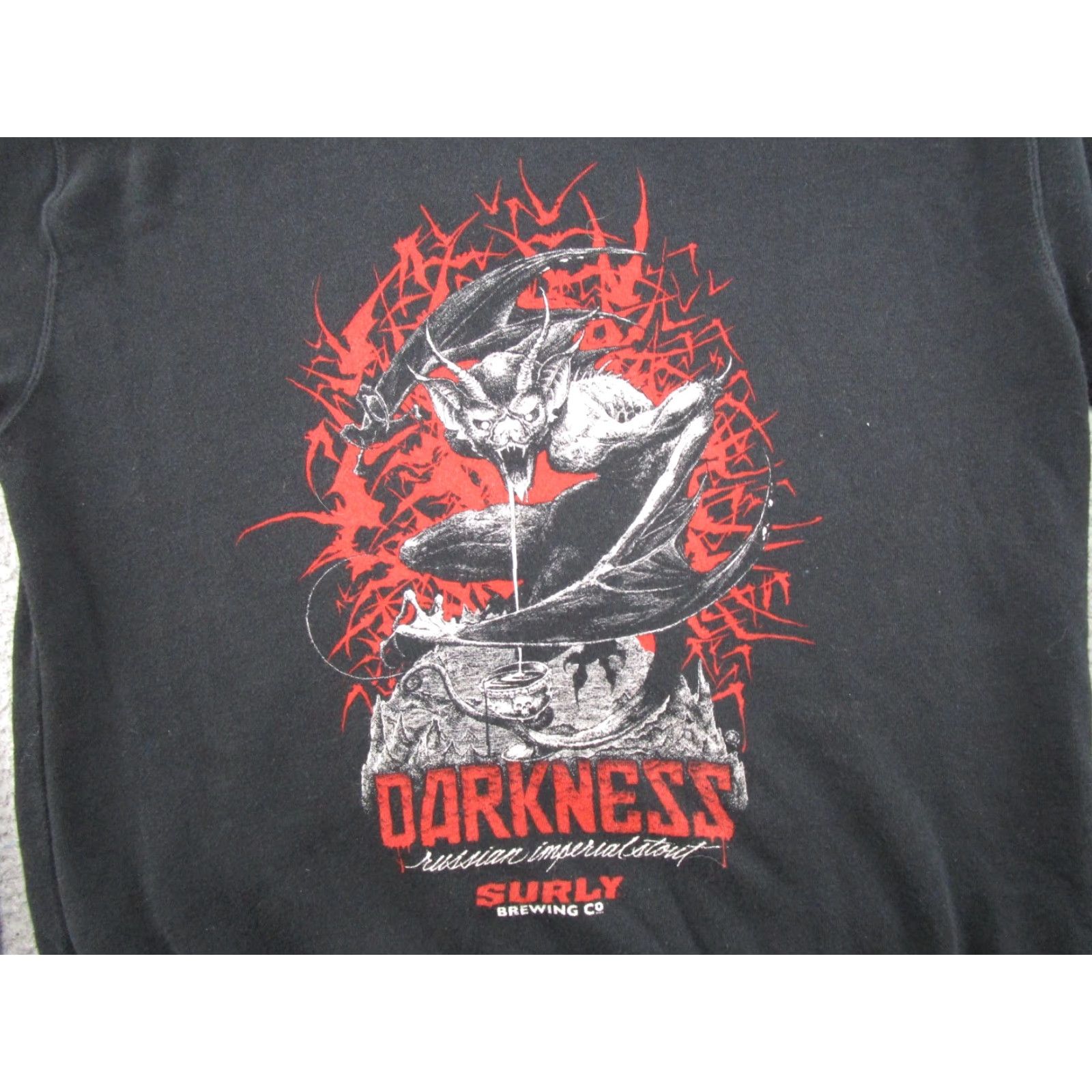Vintage Surly Brewing Darkness Devil Demon Hoodie Men's Zip Sweatshirt ReadingREAD Black Cotton Fleece Pockets Size US M / EU 48-50 / 2 - 5 Thumbnail
