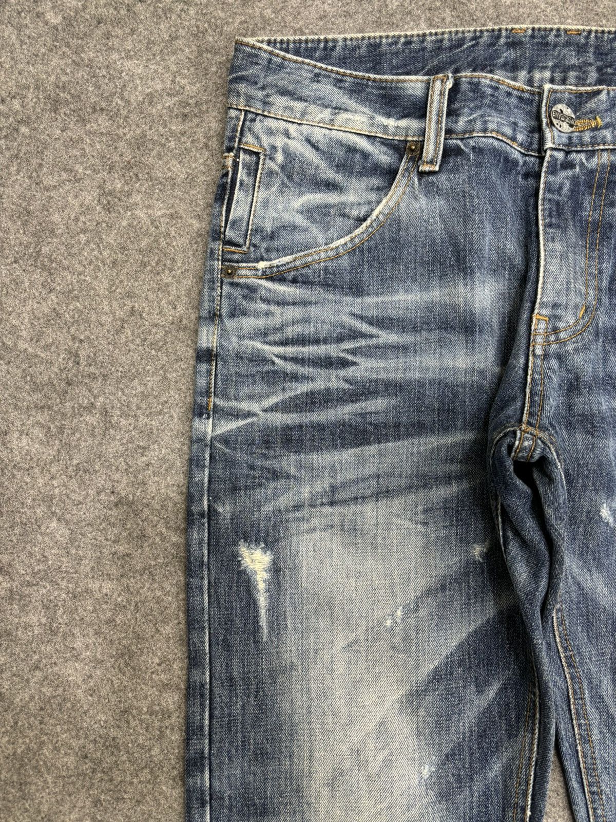 Japanese Brand 💥Sick Fades💥improves Distressed Heavy Art Fades Denim F534 Size US 33 - 4 Thumbnail