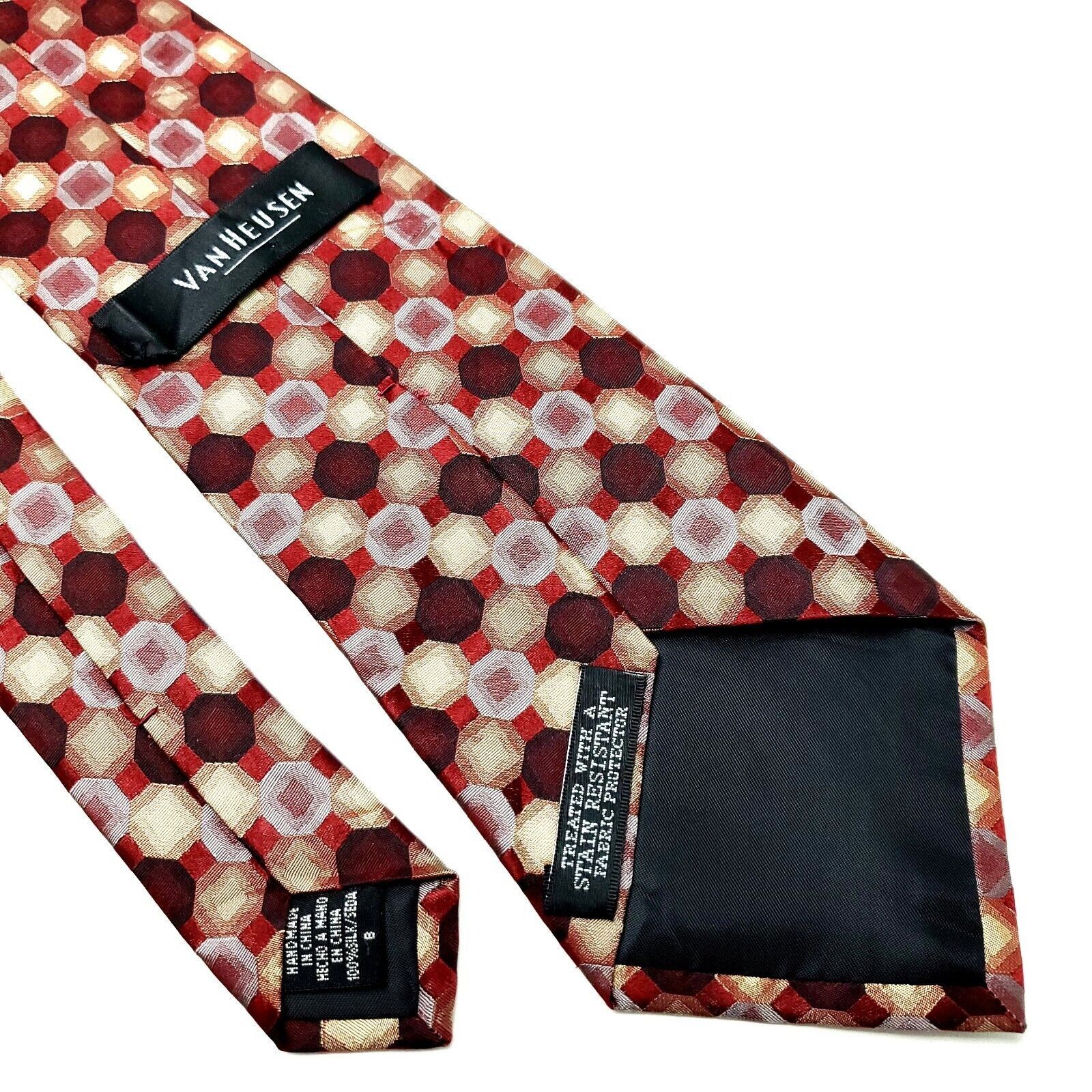 Van Heusen Van Heusen Silk Tie Woven Red Geometric Wide Size ONE SIZE - 6 Thumbnail