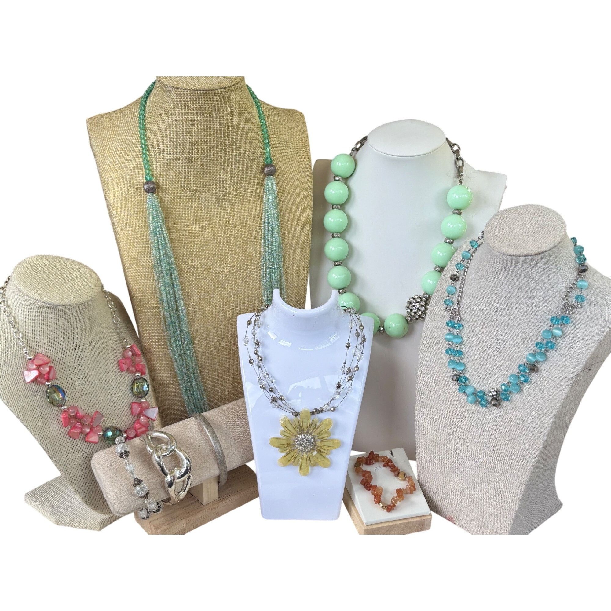 Other Spring/Summer PastelColorful Beaded & Gemstone Statement Ne Size ONE SIZE - 1 Thumbnail