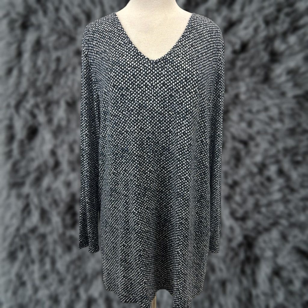 J. Jill VINTAGE J. Jill Wearever Collection Tunic Top Women’s XL Blue Casual Stretch Rayon Blend Pullover V-Neck Size XL / US 12-14 / IT 48-50 - 1 Thumbnail