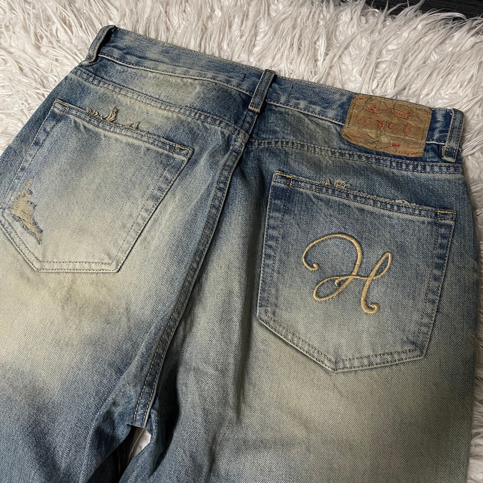 If Six Was Nine × Japanese Brand × Vintage Vintage Faded Wash Distressed Wideleg Baggy Denim Jeans Blue Size US 31 - 11 Thumbnail