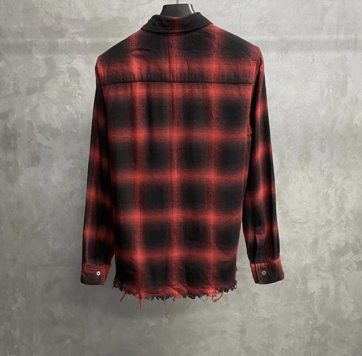 Amiri Amiri Black and Red Plaid Hem Destruction Shirt Size US M / EU 48-50 / 2 - 9 Thumbnail