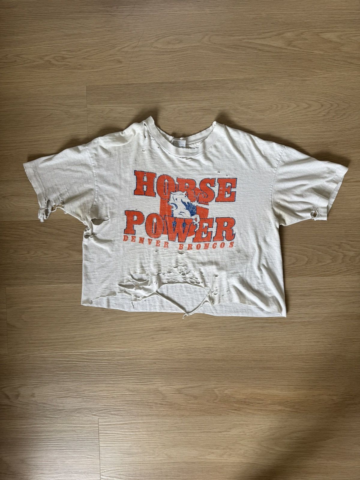 Vintage Vintage 80s Hanes Cropped Horse Power Broncs Tshirt Size US XL / EU 56 / 4 - 2 Thumbnail