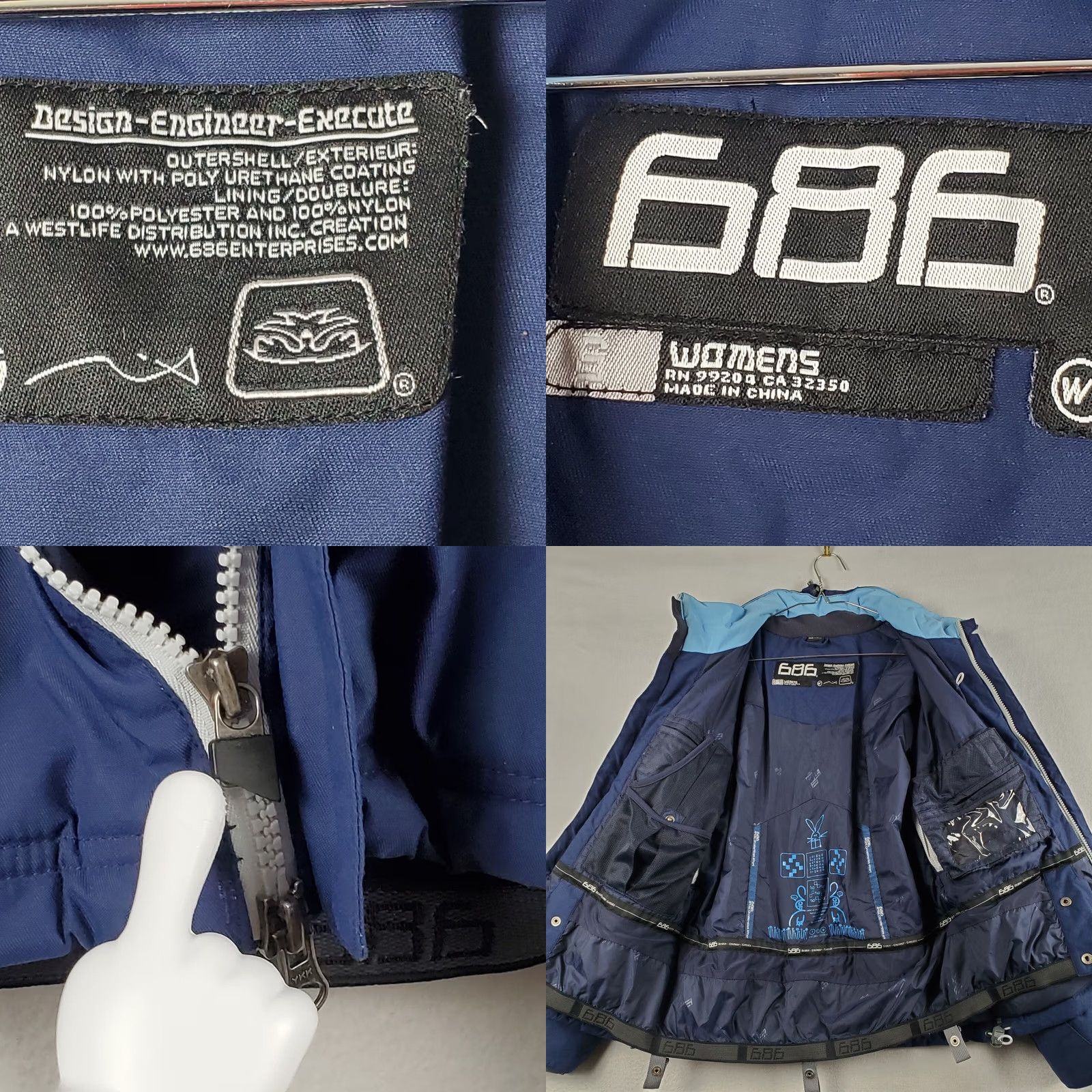 686 686 Windbreaker Jacket Women's Small Blue Full Zip Pockets Lined Polyester Size S / US 4 / IT 40 - 8 Thumbnail