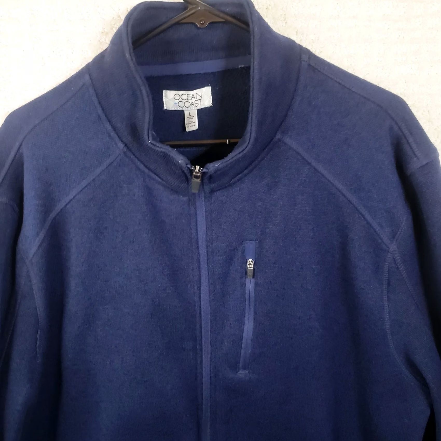 Vintage Ocean Coast Men's L Blue Fleece Long Sleeve Full Zip Jacket Front Zip Pocket Size US L / EU 52-54 / 3 - 2 Thumbnail