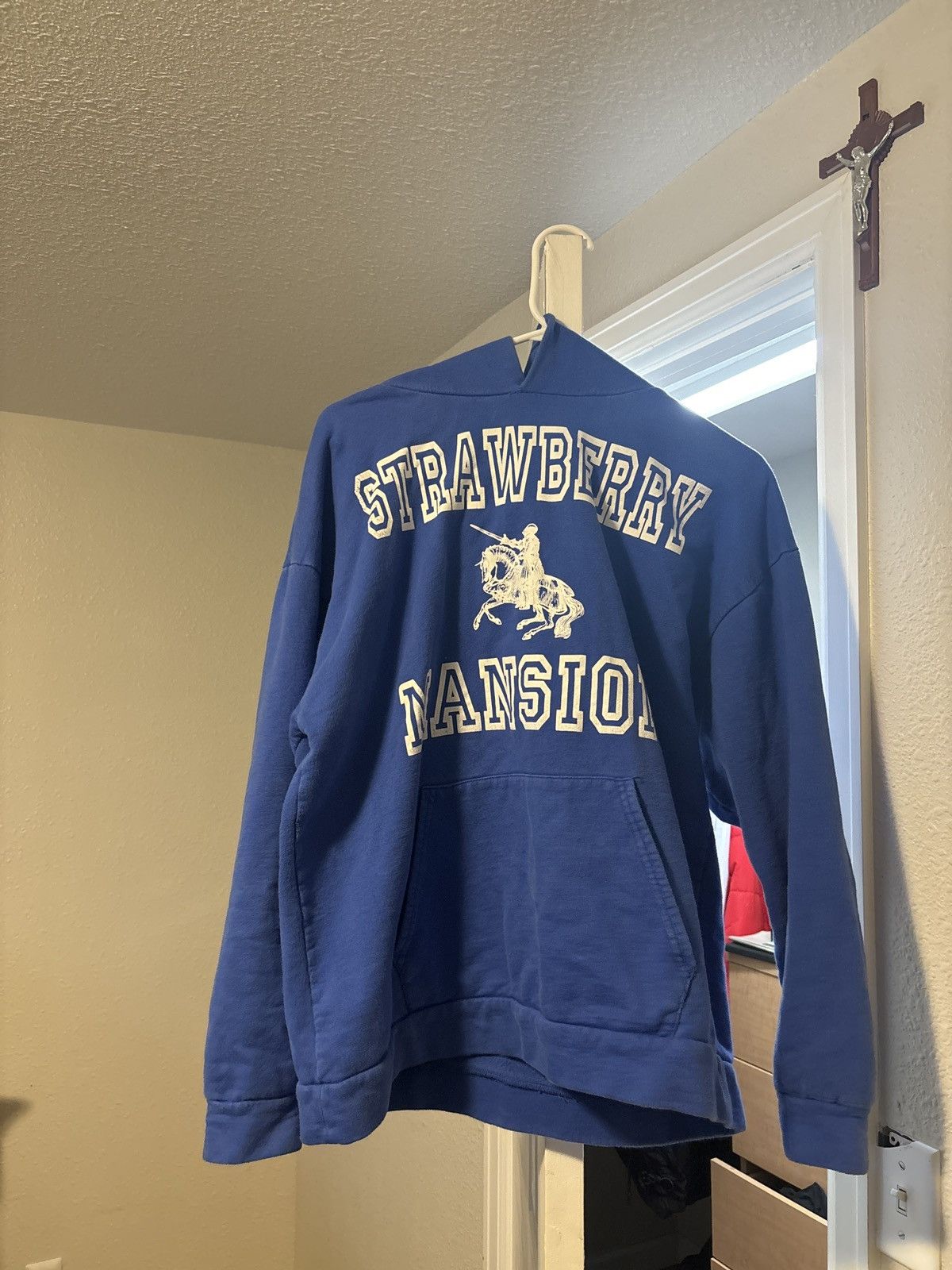 image of Unwanted Strawberry Mansion Hoodie in Blue, Men's (Size Medium)