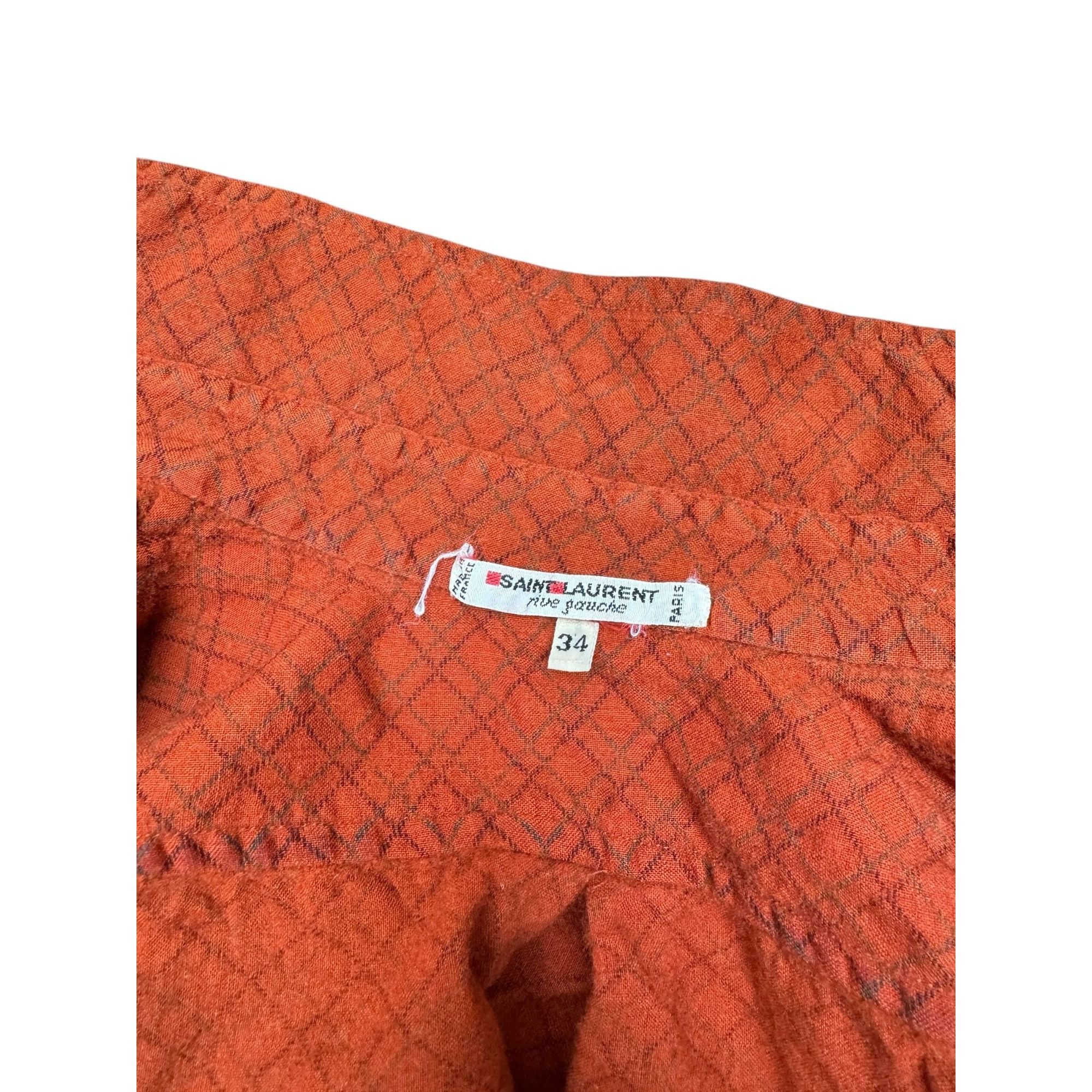 Yves Saint Laurent Rive Gauche 1970s Checkered Flannel Shirt Size XS / US 0-2 / IT 36-38 - 6 Thumbnail