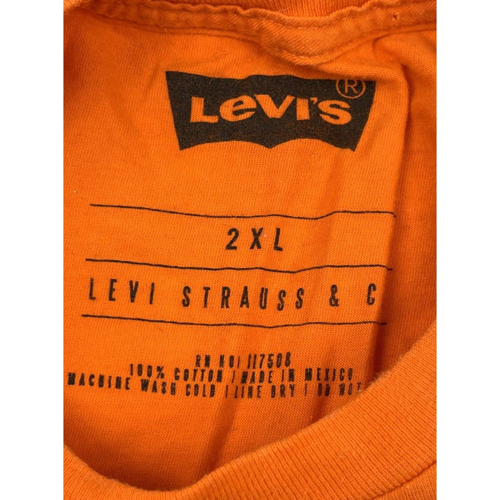 Levi's Levi's T-Shirt Shirt Mens 2XL Orange Spell Out Logo Short Sleeve Graphic Tee Crew neck Regular Fit Size US XXL / EU 58 / 5 - 2 Thumbnail