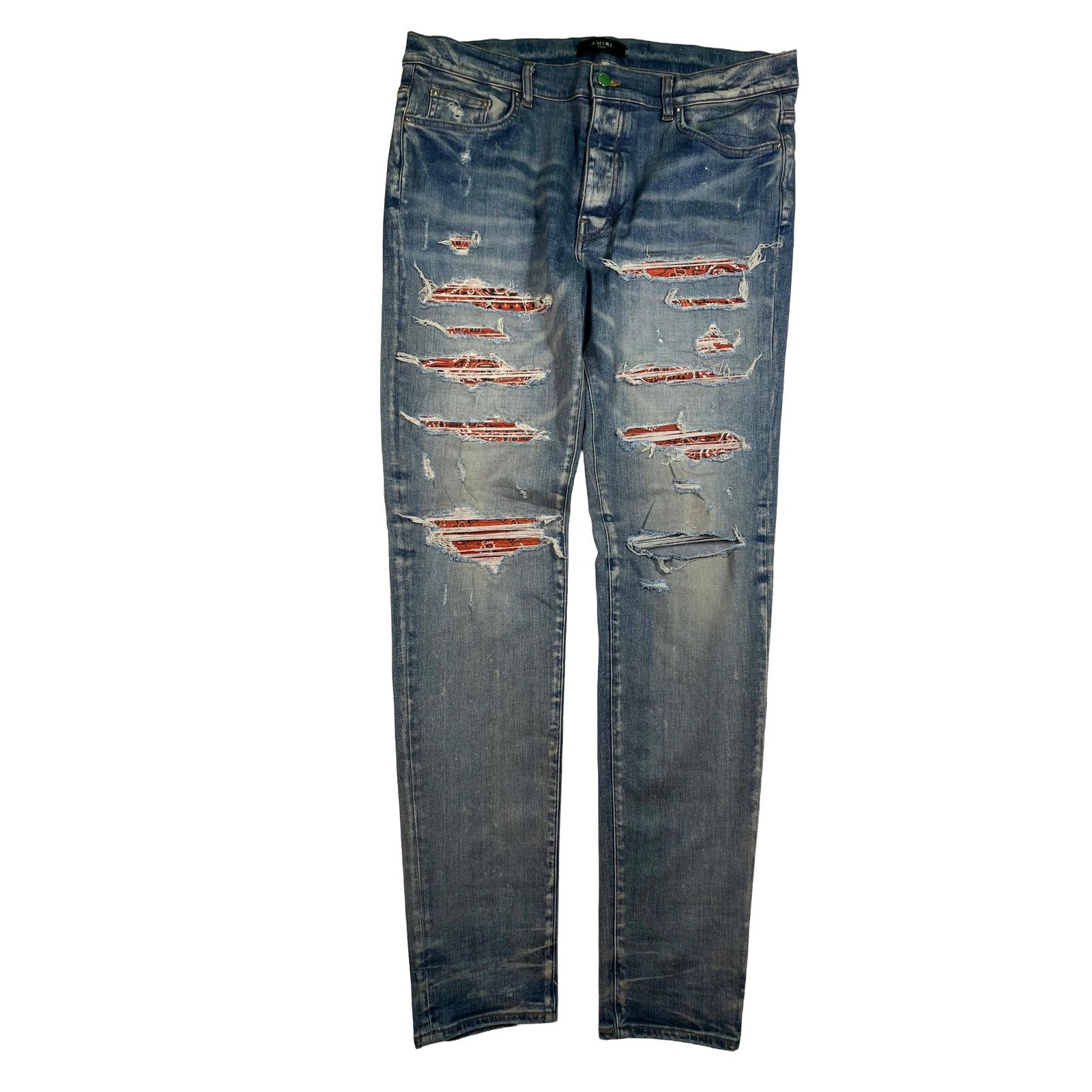 Amiri Amiri Paisley Thrasher Patch Light Wash & Orange Jeans Size US 38 / EU 54 - 1 Thumbnail