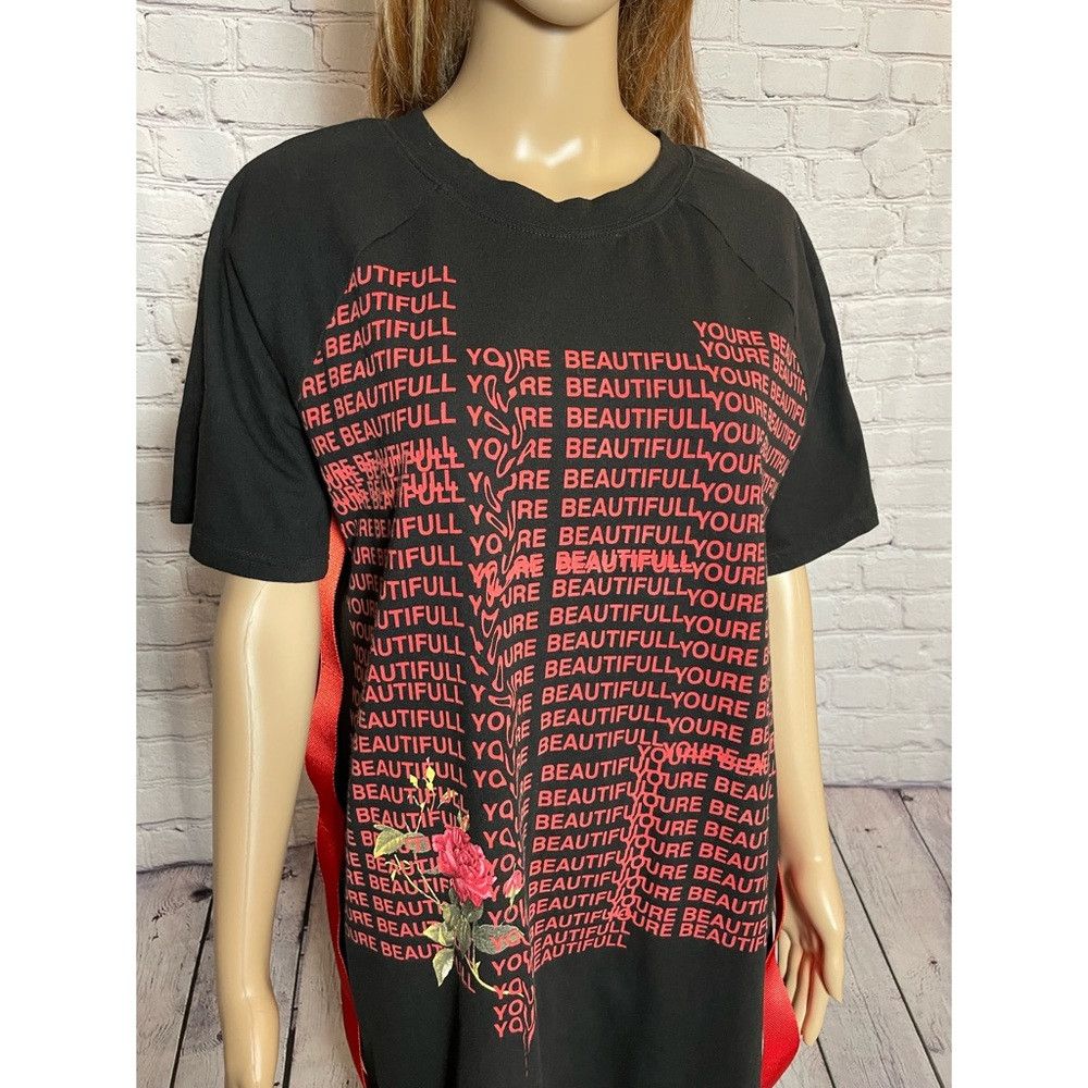 Other Kikiriki You are Beautiful Black T-Shirt Cotton Dress Size Size M / US 6-8 / IT 42-44 - 3 Thumbnail