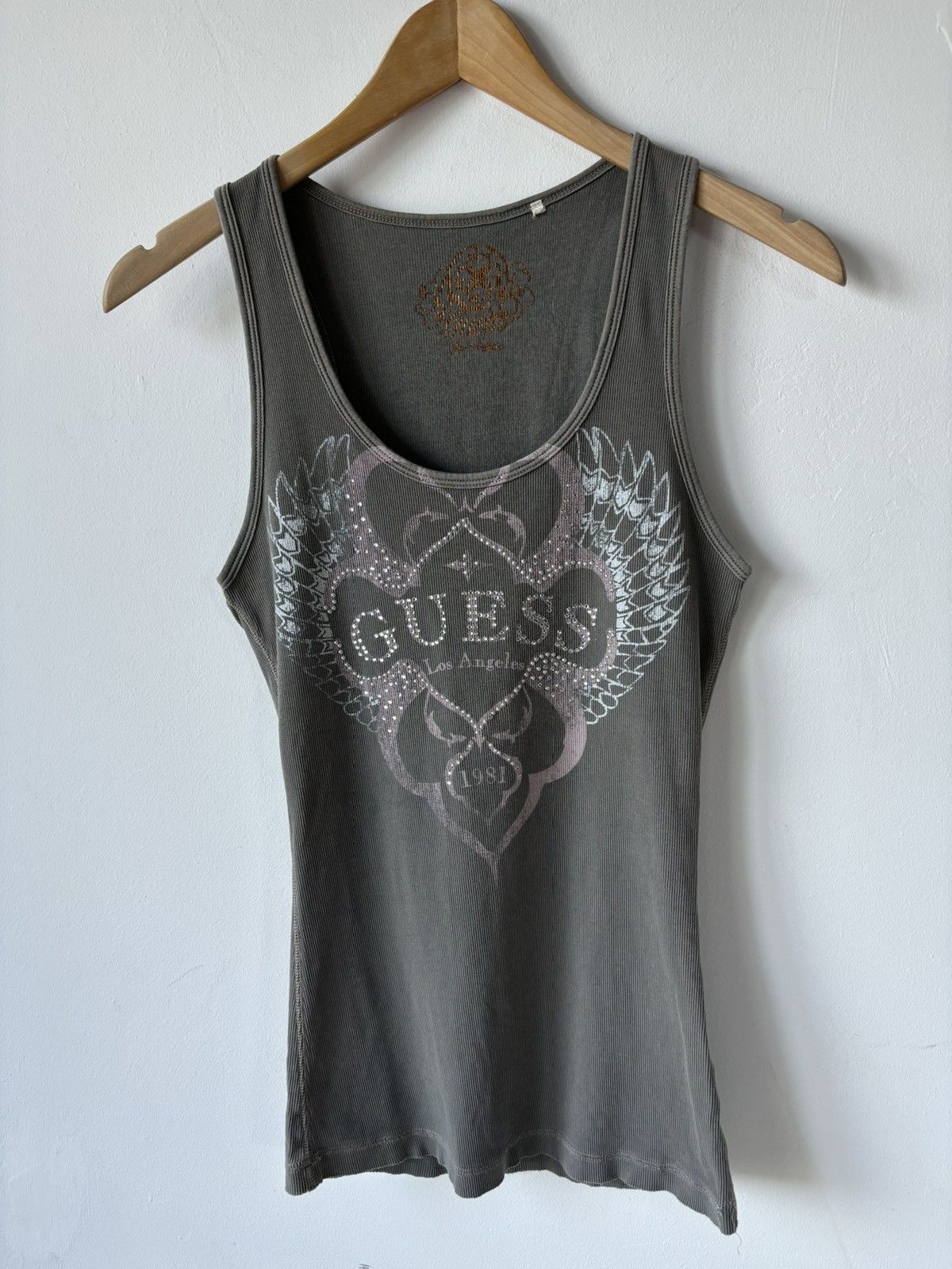 Guess Vintage 00s Y2K Guess Gliter Gray Tank Top Size M / US 6-8 / IT 42-44 - 1 Thumbnail