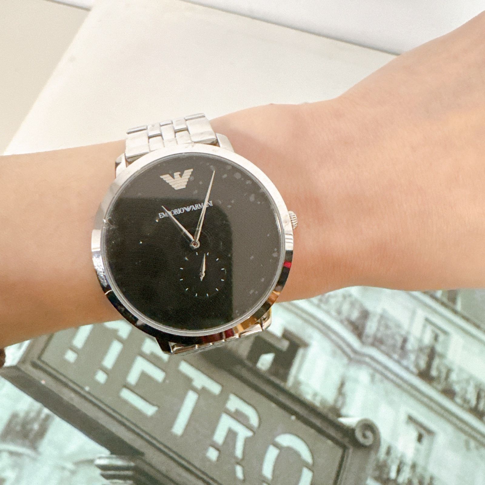 Emporio Armani Emporio Armani AR11161 Silver Strap Black Dial Men's Watch Size ONE SIZE - 6 Thumbnail