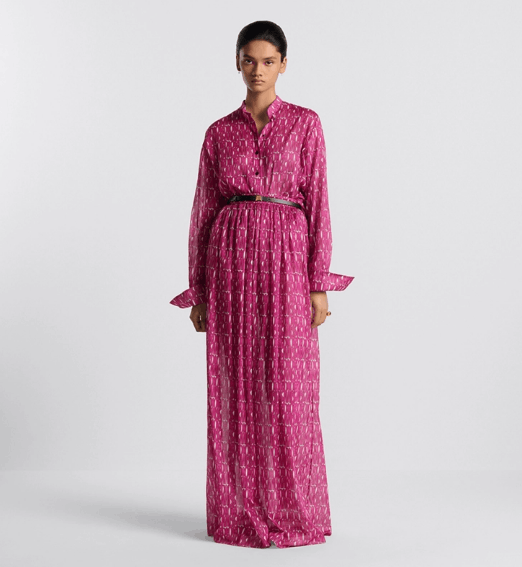Dior o1w1db11225 451J64 Long Pleated Skirt in Fuchsia/White Size 30" / US 8 / IT 44 - 4 Thumbnail