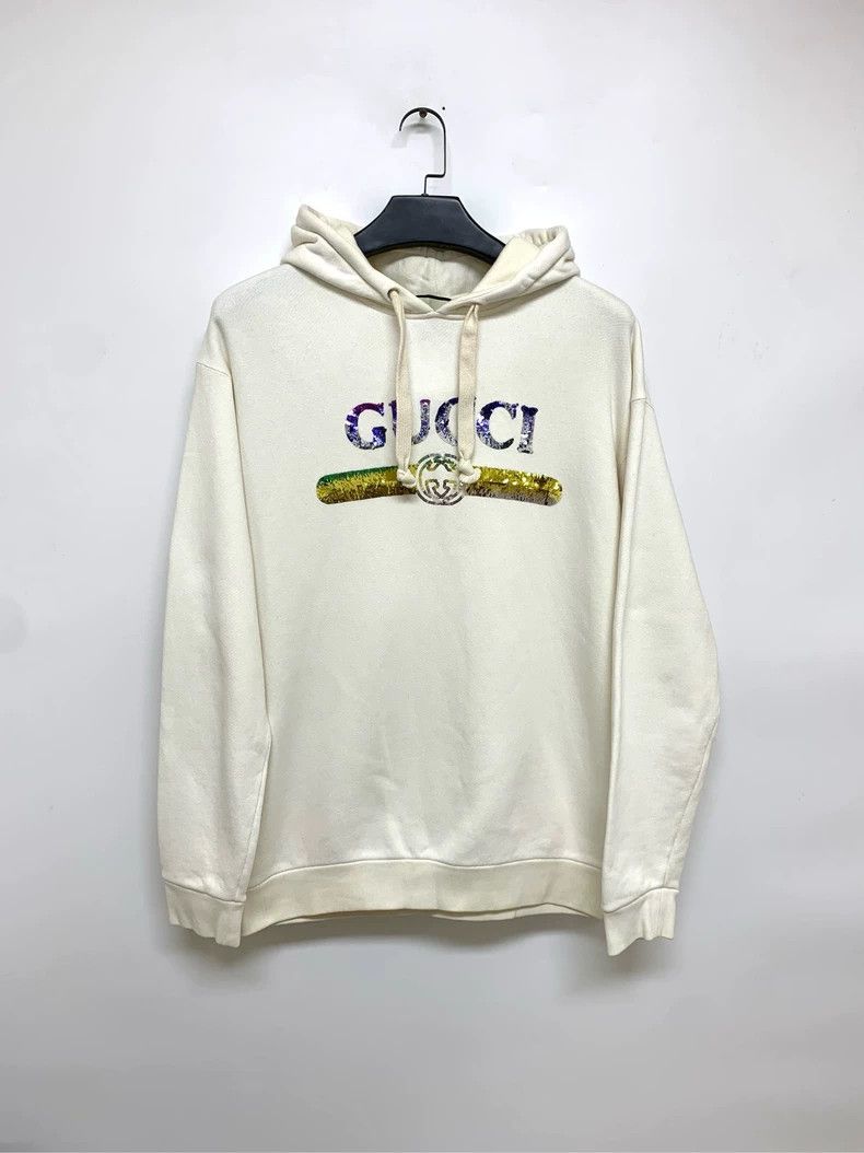 Gucci Gucci Beige sequin hooded sweatshirt 2503-Nextarrow Size US L / EU 52-54 / 3 - 1 Thumbnail