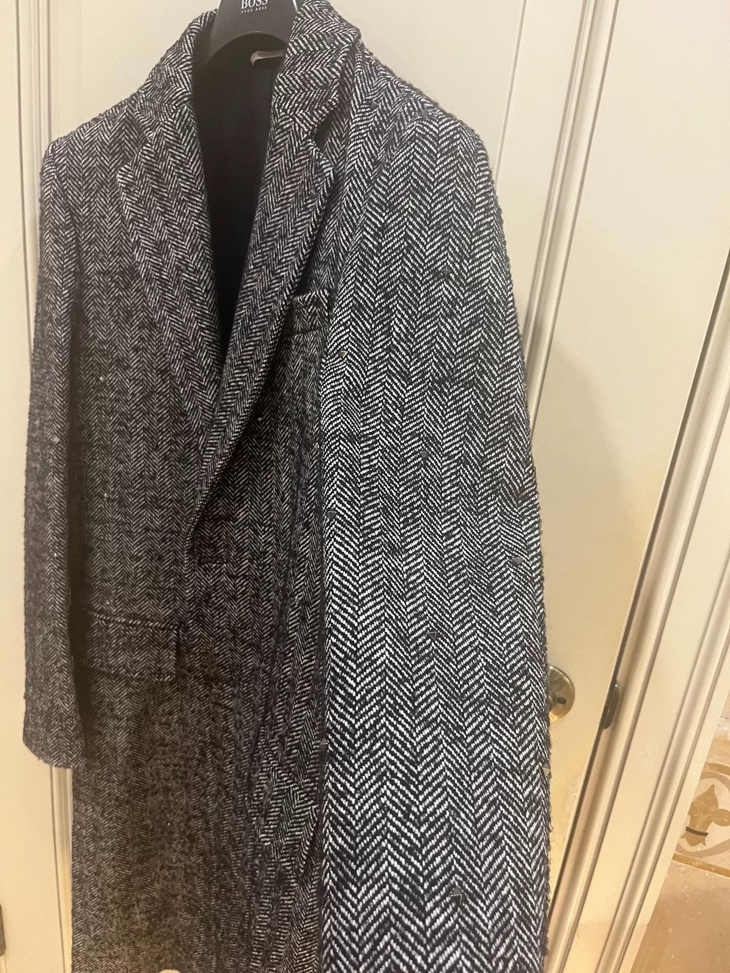 Valentino Valentino Gray Herringbone Rockstud Wool Coat Size US S / EU 44-46 / 1 - 4 Thumbnail