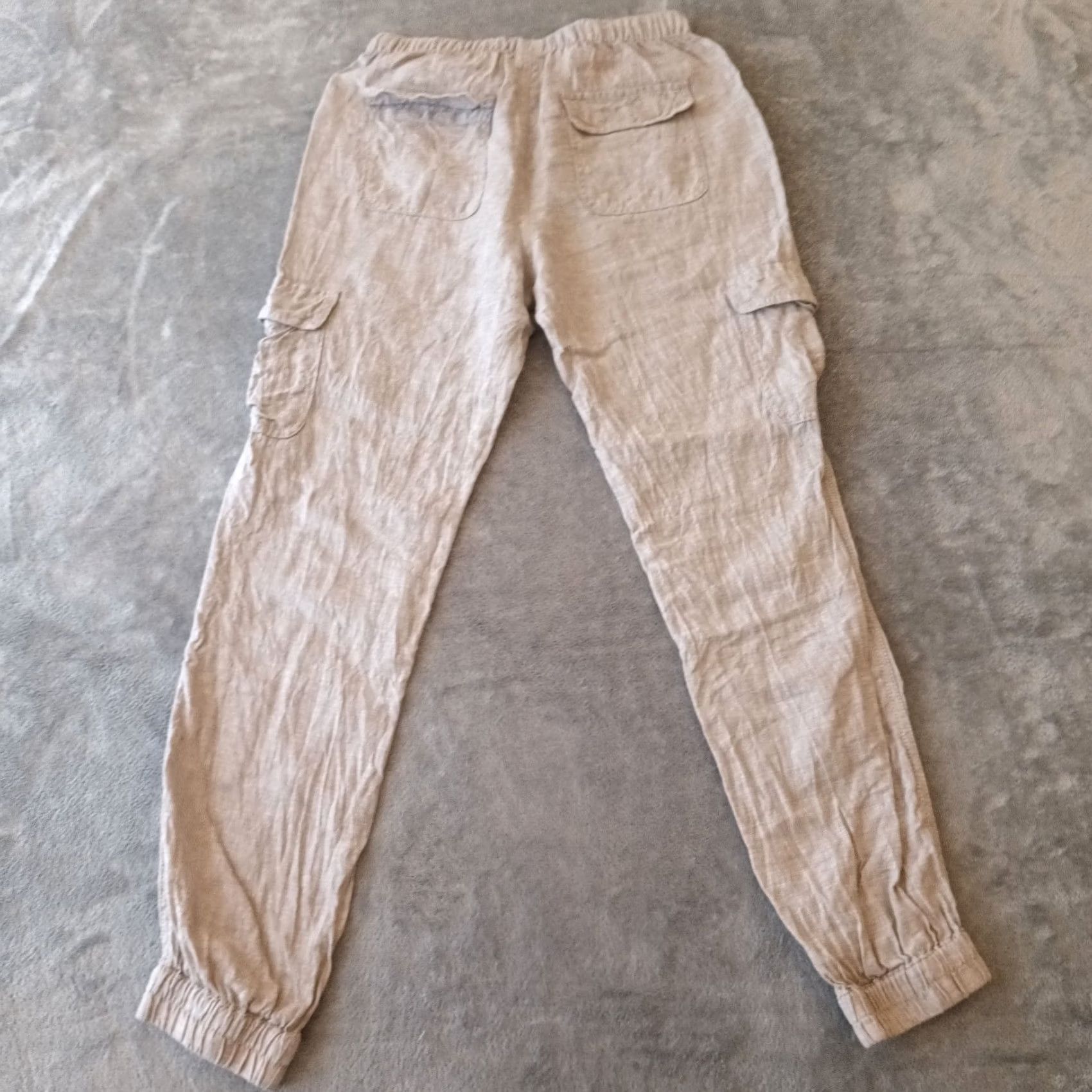 Nicole Miller Nicole Miller Cargo Pants Womens Small Gray Linen Drawstring Tapered 28x29 Size 28" / US 6 / IT 42 - 2 Thumbnail