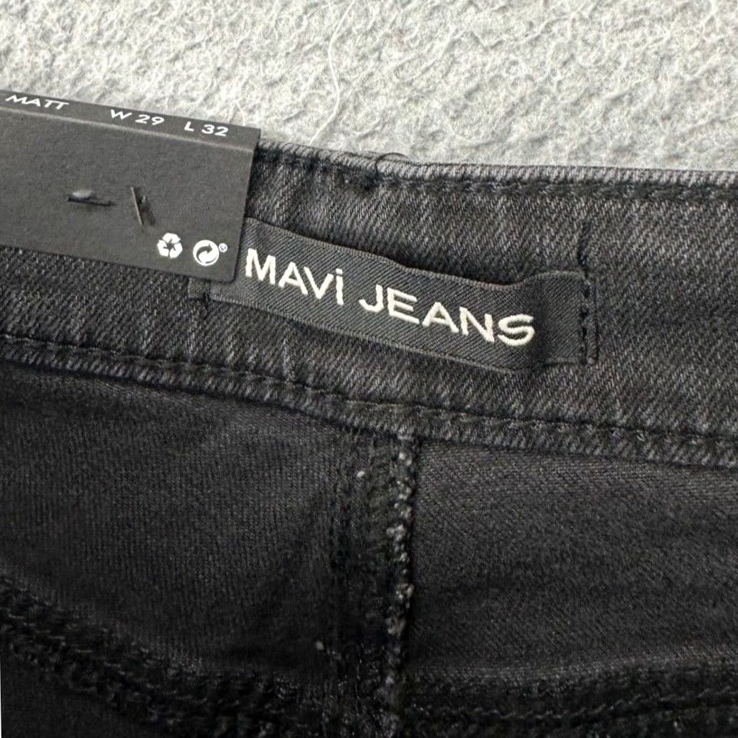 Vintage Mavi Jeans Matt Relaxed Straight Jeans Mens 29x32 Gray Charcoal Wash Pockets Stretch Denim Button Zip Rise Mid 10-12 in Size US 29 - 4 Thumbnail