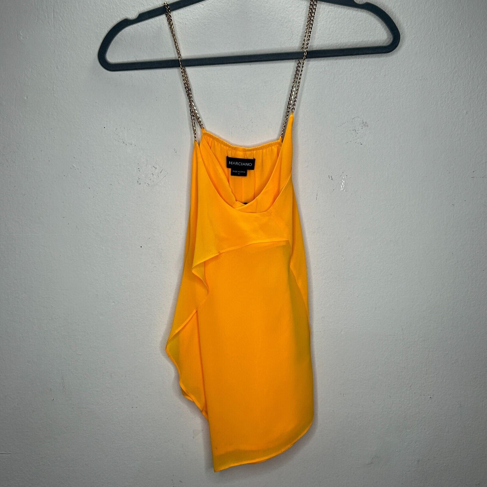 Other Marciano Yellow Tiered Ruffle Round Neck Chain Strap Blouse Size S / US 4 / IT 40 - 2 Thumbnail
