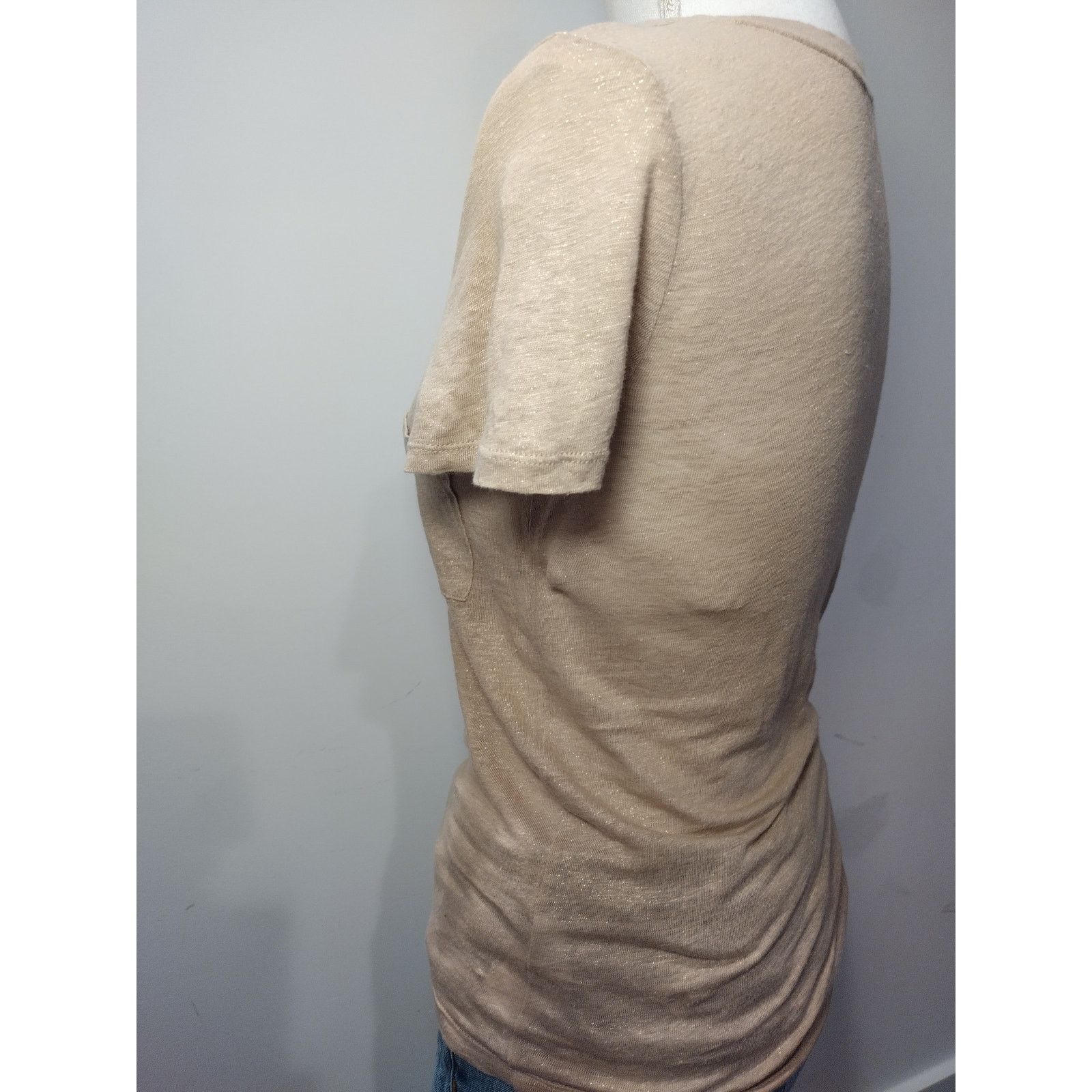 J.Crew J. Crew Womens 100% Linen T-Shirt Short Sleeve V-Neck Patch Size XS / US 0-2 / IT 36-38 - 6 Thumbnail