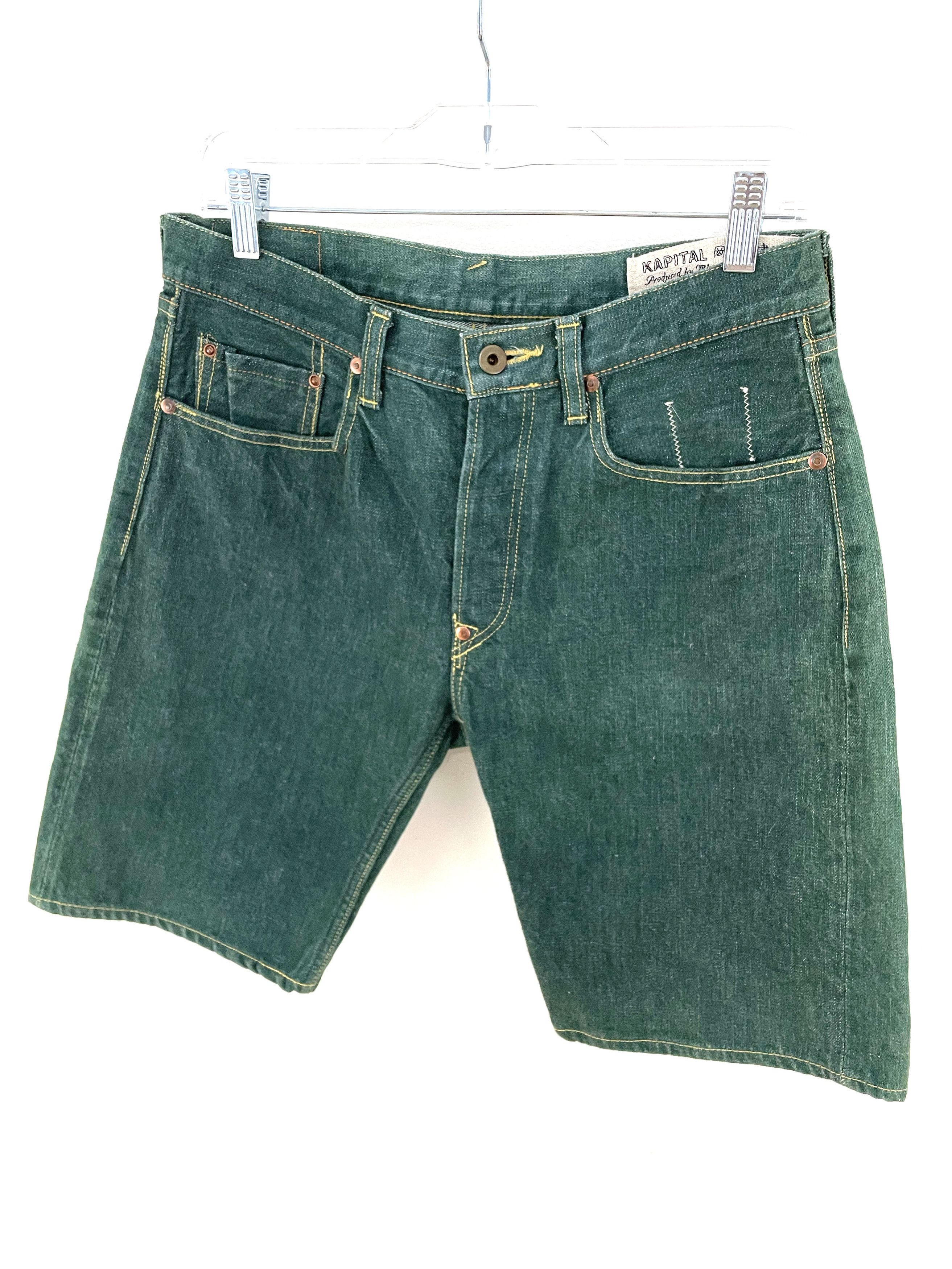 Kapital Green Denim Shorts Size US 30 / EU 46 - 2 Thumbnail
