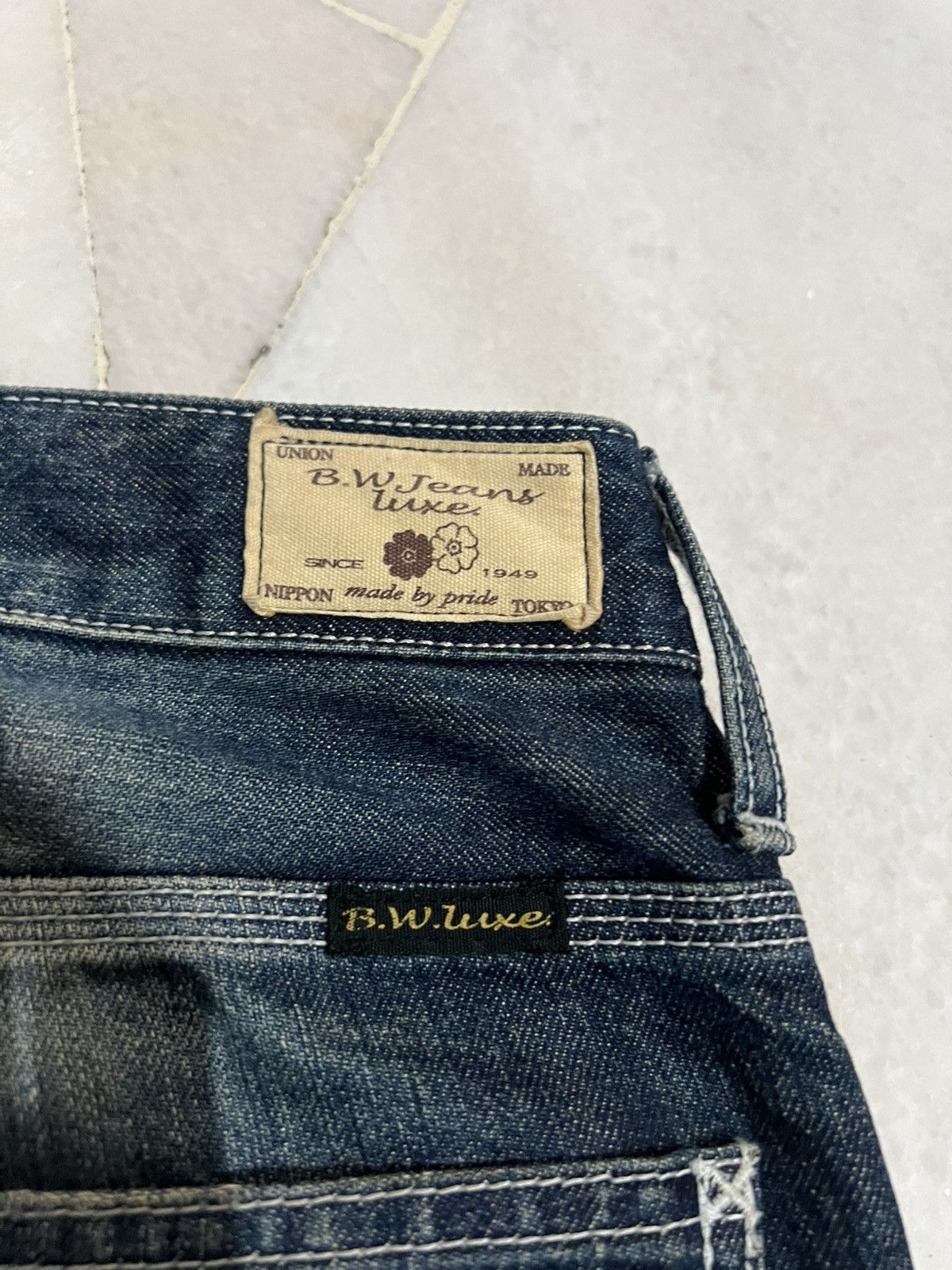 If Six Was Nine × Japan Blue 🌈90’s Blue Way Distressed Mud Wash Jean Made In Nippon Size US 31 - 21 Thumbnail