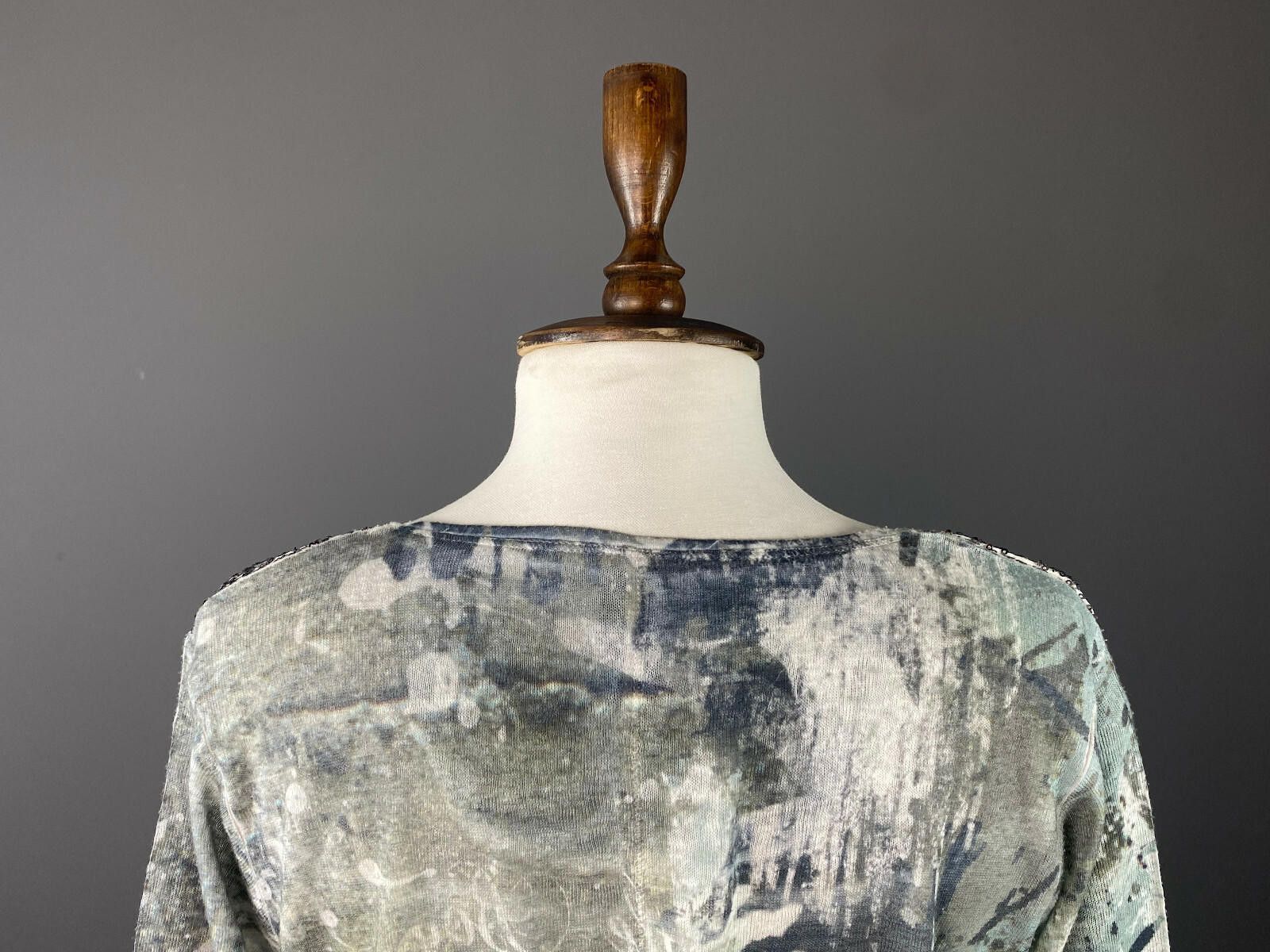 Designer Ladies Tredy Multicolor Patterned Mesh Top Blouse Size 40 Size M / US 6-8 / IT 42-44 - 7 Thumbnail