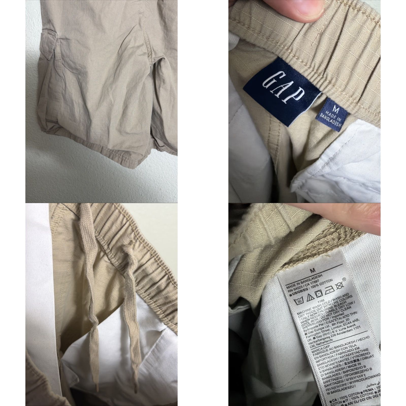 Gap VINTAGE? Gap Ripstop Cargo Shorts Beige Mens M 30x10 Drawstring Regular Beige Cargo shorts Gap Mens M 30x10 Drawstring Ripstop washed khaki Size US 31 - 9 Thumbnail