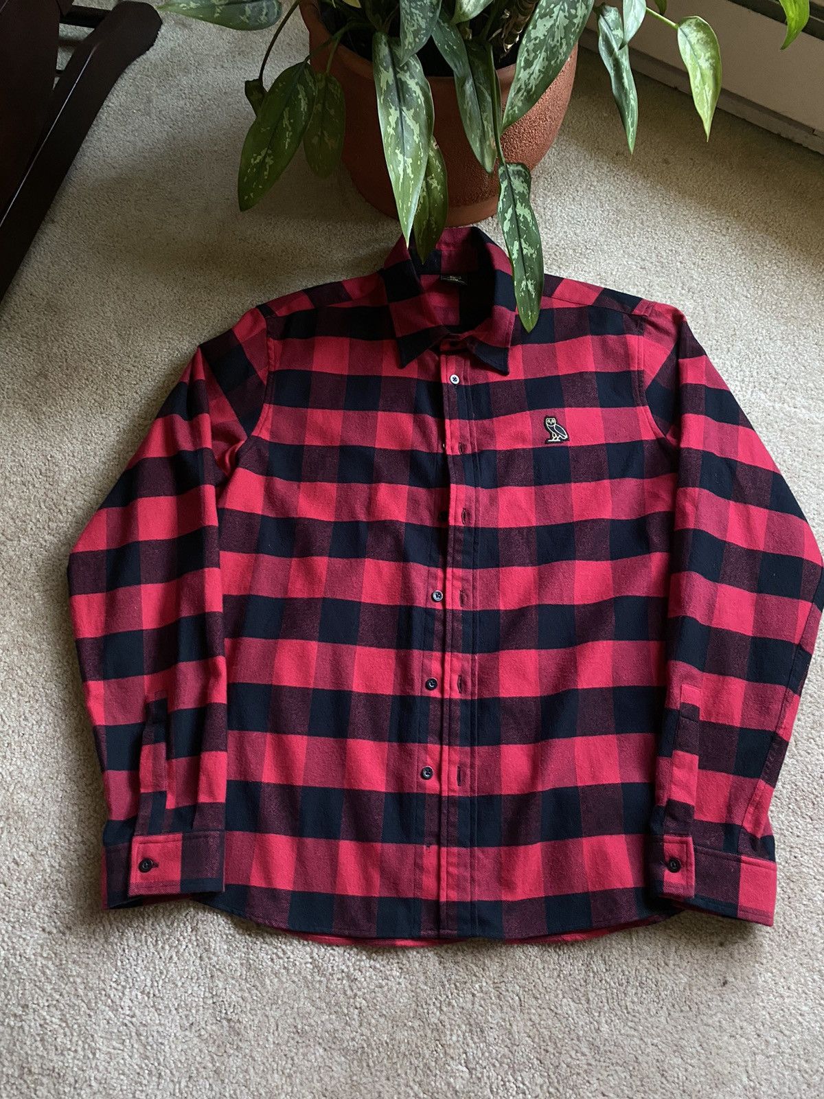 Drake × October's Very Own OVO Red Plaid Flannel Size US L / EU 52-54 / 3 - 1 Thumbnail
