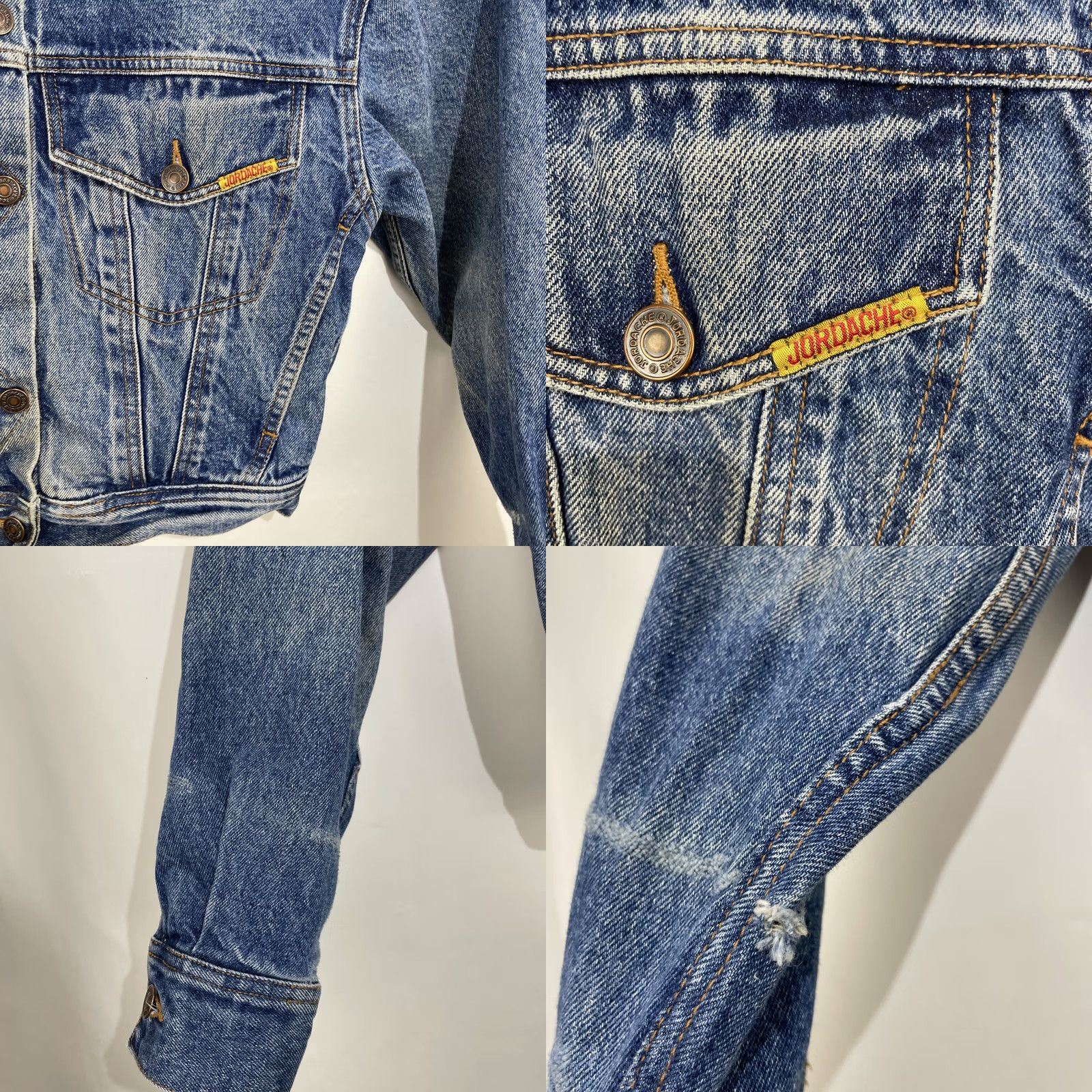 Jordache VINTAGE Jordache Blue Jean Denim Jacket Basic Cropped Women's M Distressed Size 32" / US 10 / IT 46 - 8 Thumbnail
