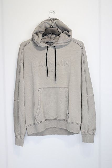Balmain o1rshd1 Logo Embroidered Hoodie in Grey Size US XL / EU 56 / 4 - 2 Thumbnail