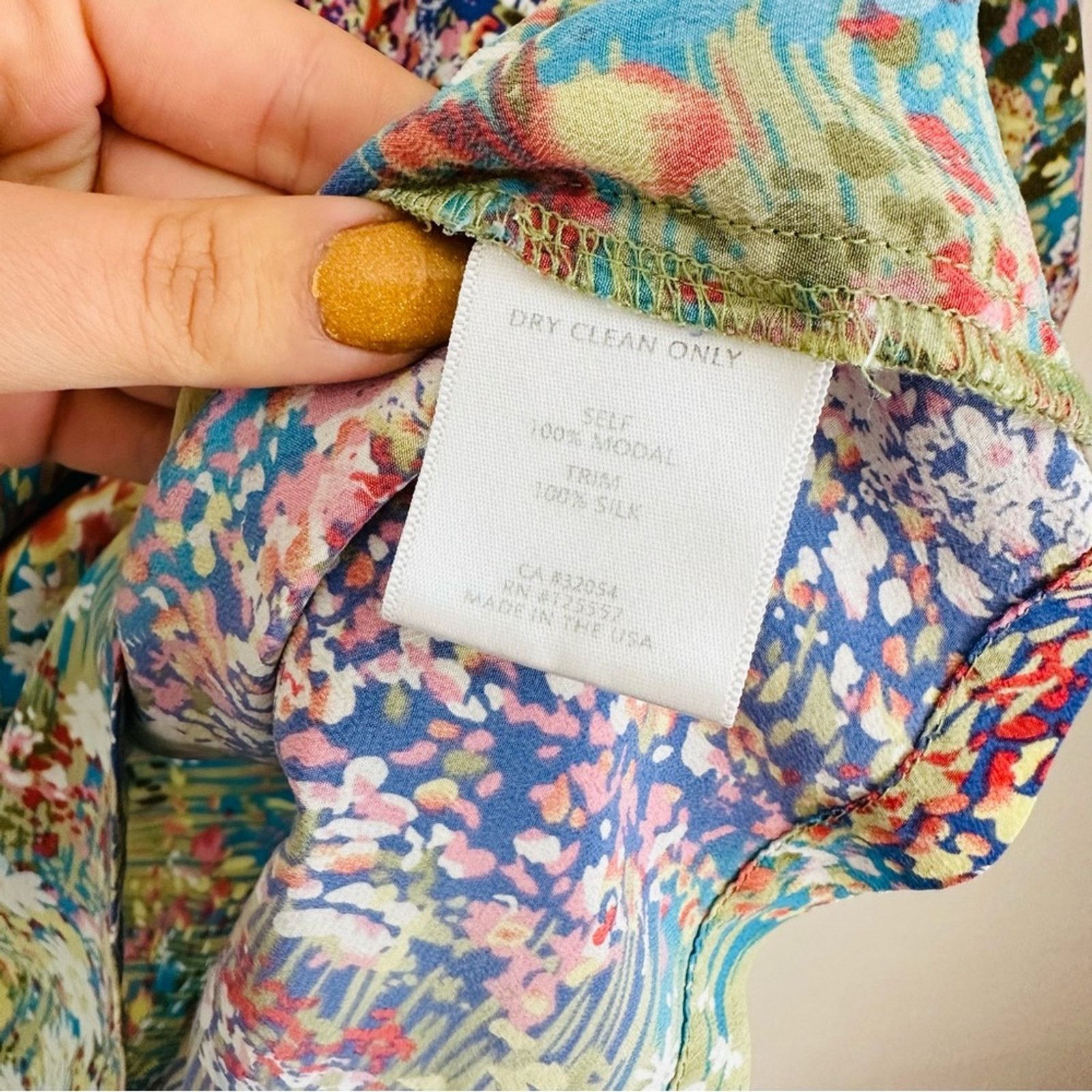 Anthropologie ANTHROPOLOGIE Dolan Blue White Button Silk Blouse Shirt Top Size M / US 6-8 / IT 42-44 - 10 Thumbnail